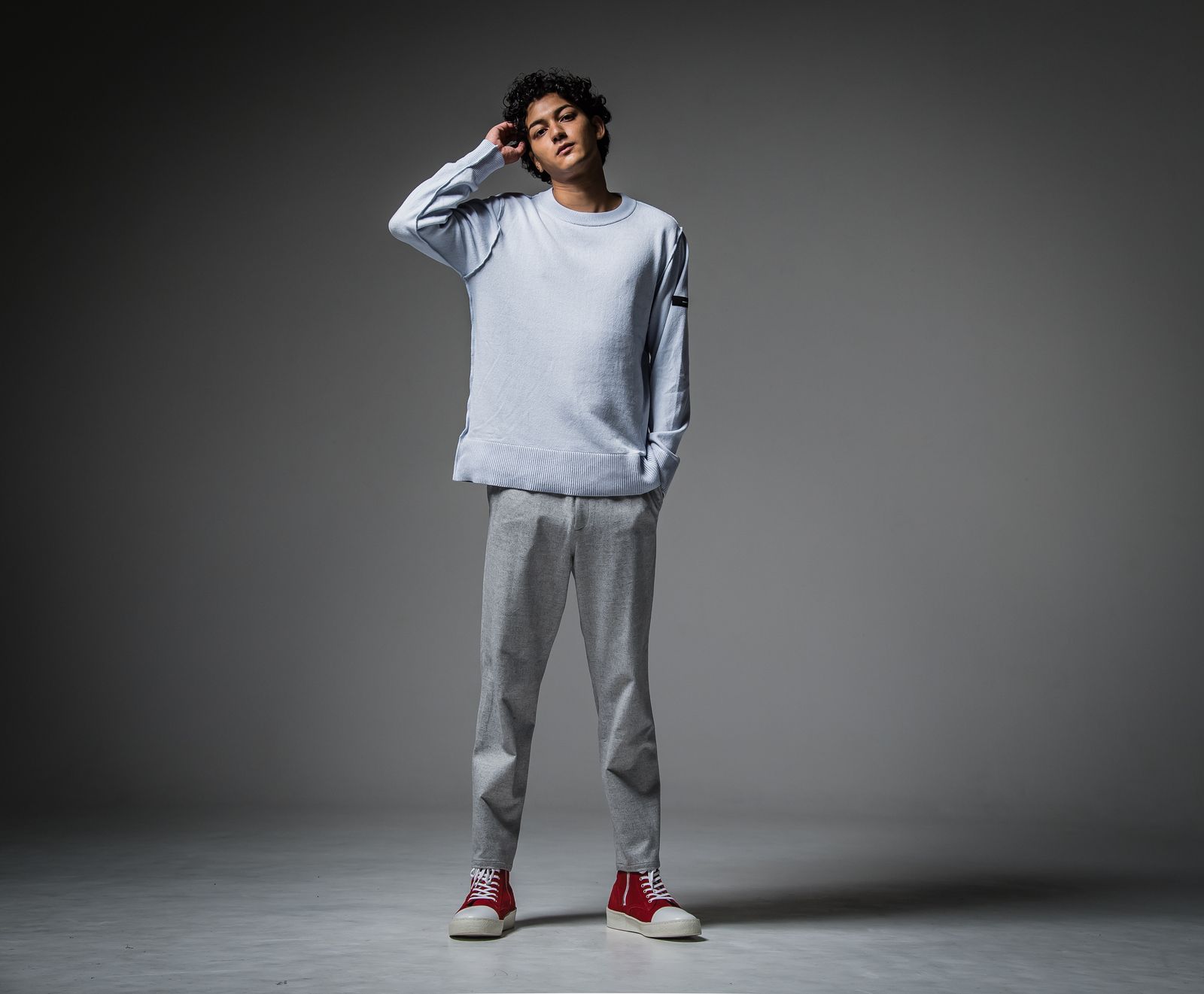 OUT SEAM SWEATER / RC30-K-001 / アウトシームニット / サックス