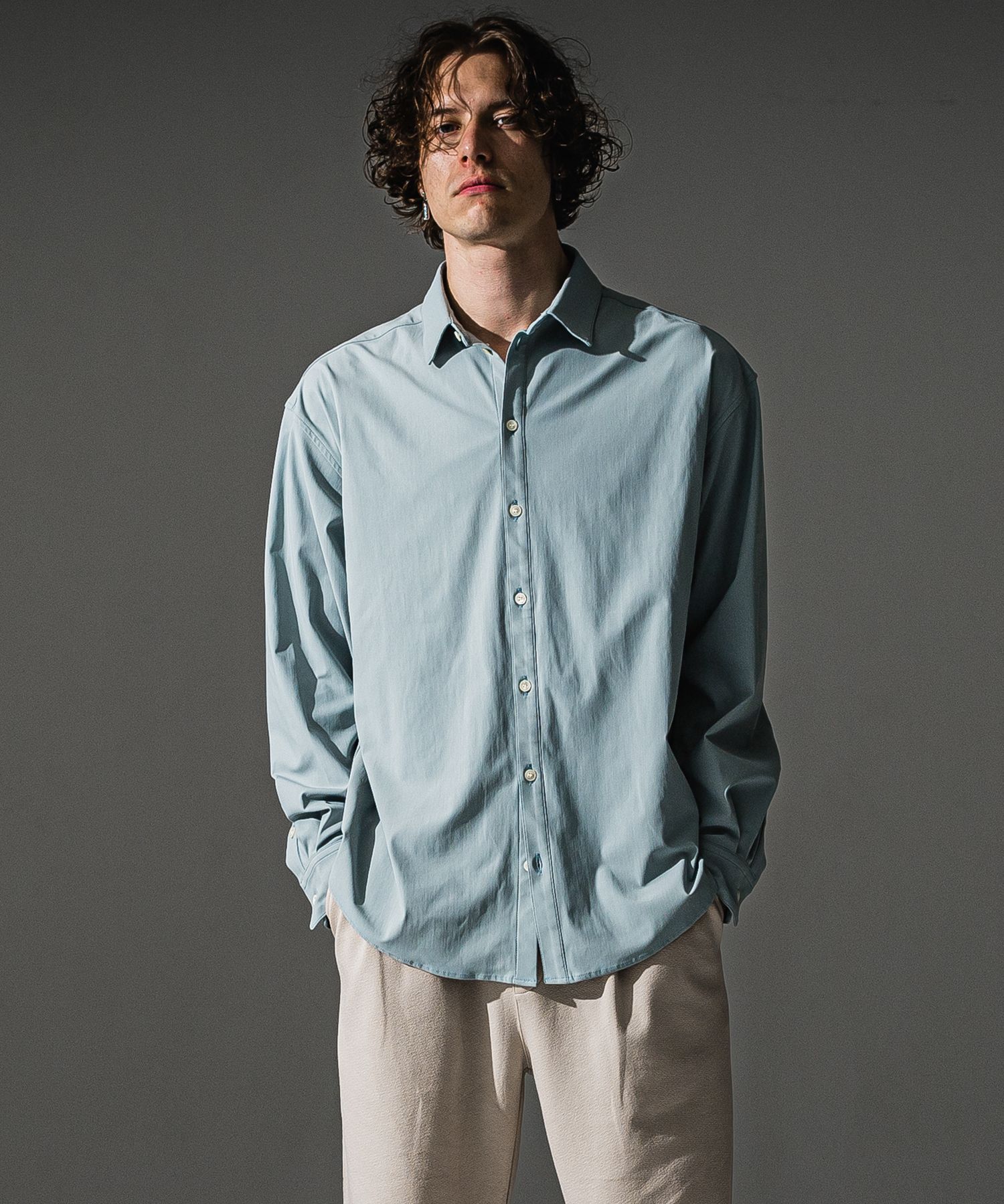 NYLON JACK SHIRTS / RC41-SH-001 / オーバーサイズナイロンシャツ / アクア (7月下旬入荷予定)