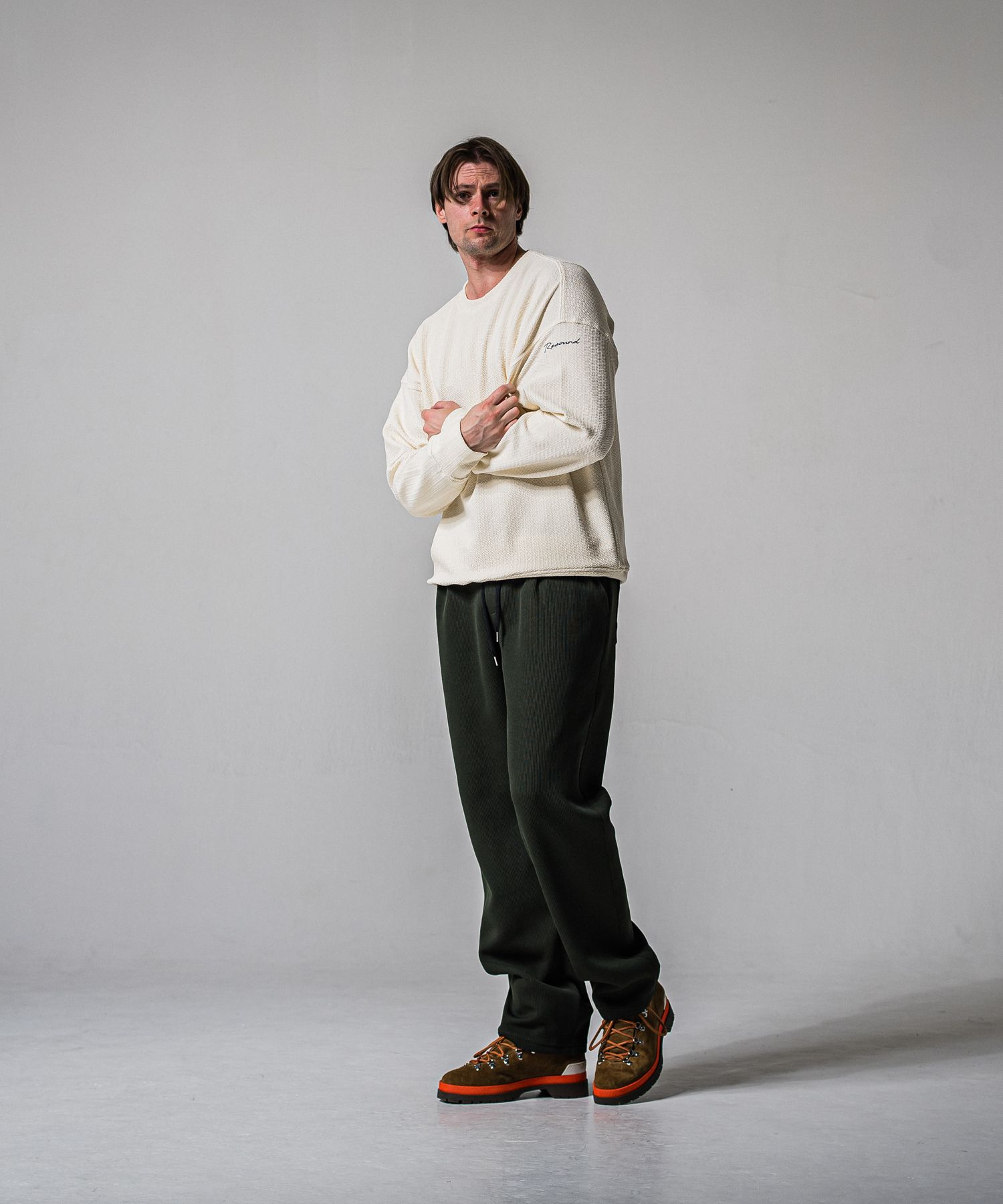 AZE WIDE TUCK PANTS / RC39-ST-016WT2 / 高機能畦編みニットワイドタックパンツ / カーキ (1月中旬入荷予定)