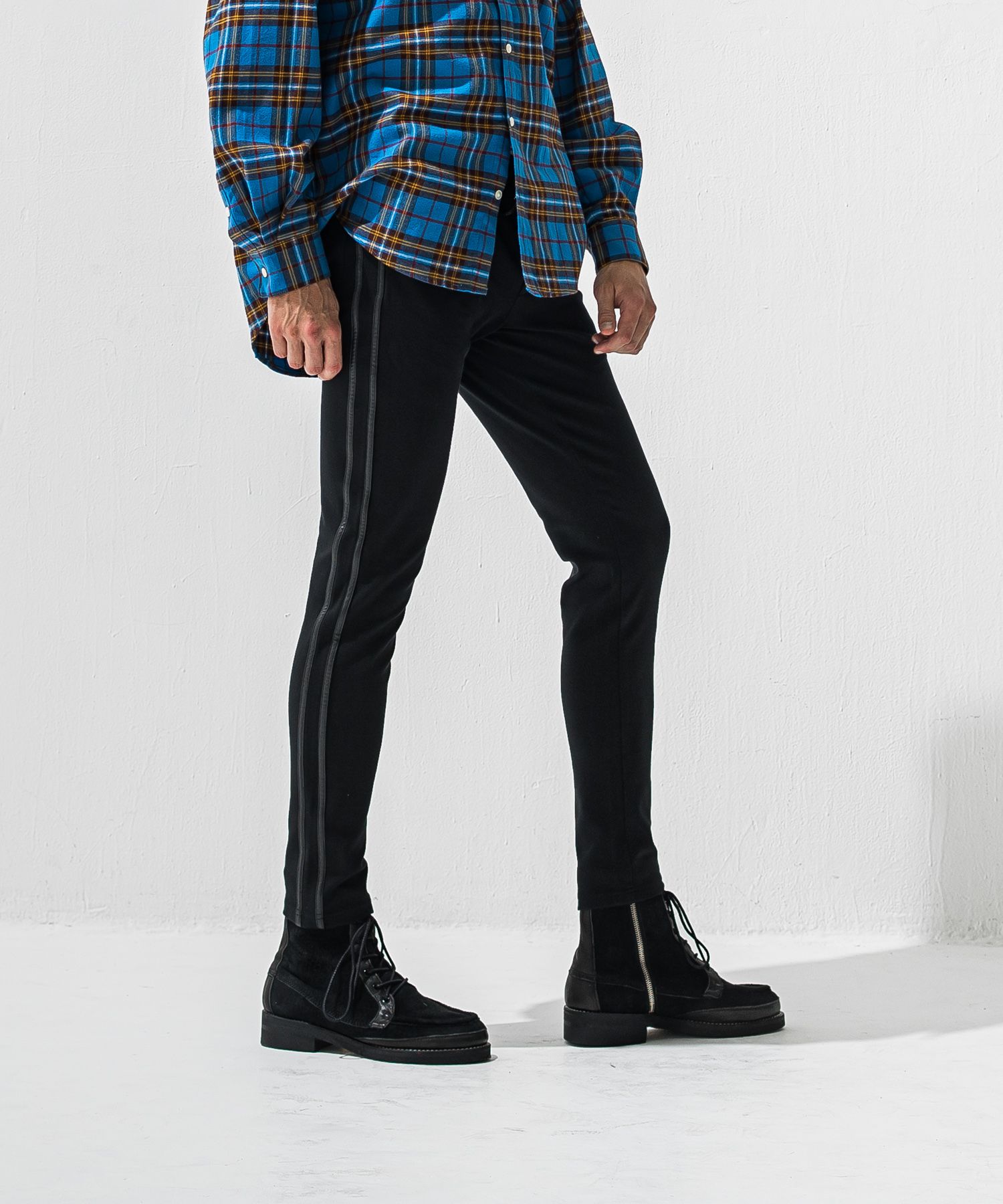 BLIND LINE PT / BASIC-ST-008 / ラインパンツ / ブラック×レザーブラック (1月上旬入荷予定)