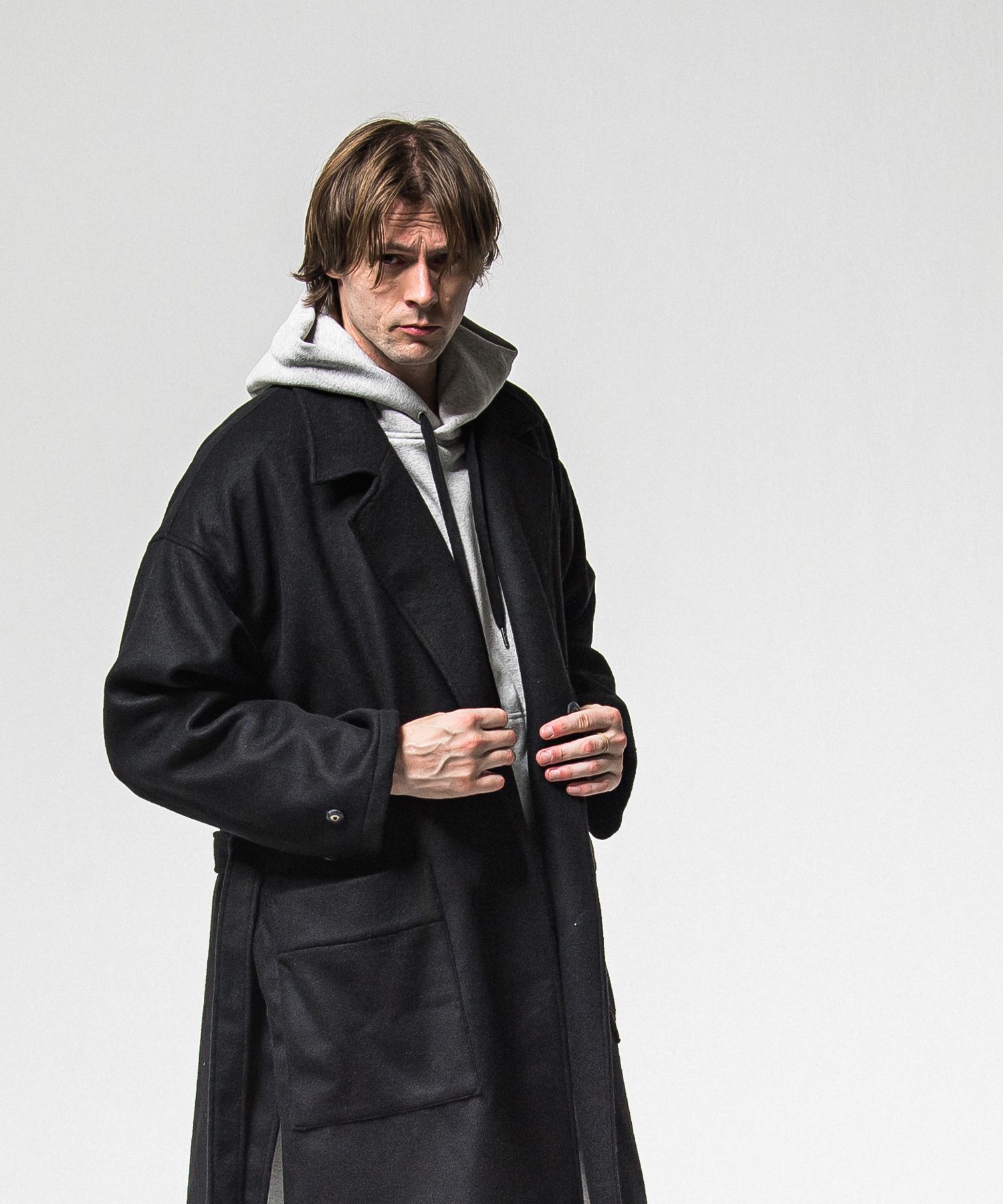 GOWN OVER COAT / RC38-JK-004 / オーバーサイズガウンコート / ブラック (11月上旬入荷予定)