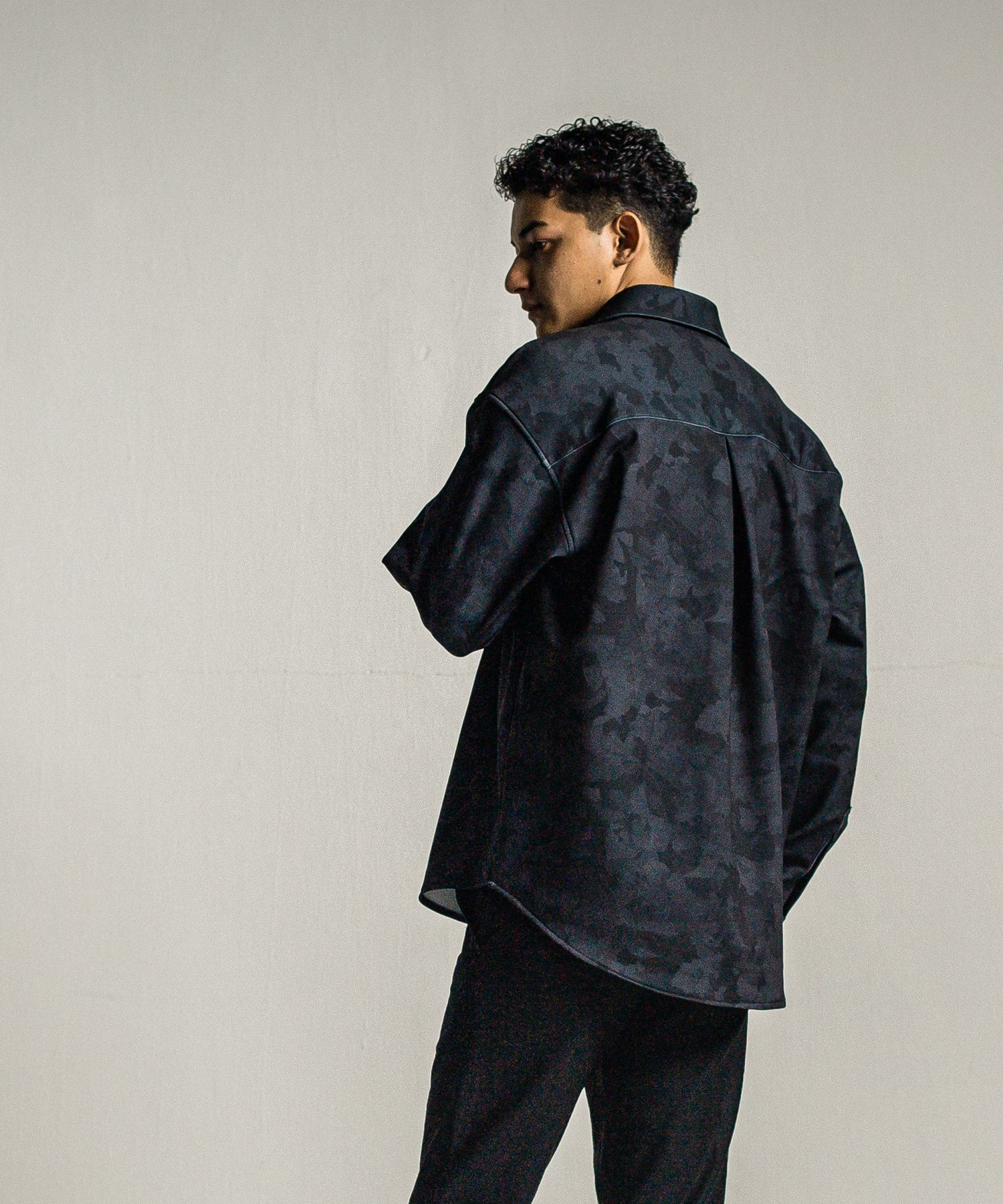 JERSEY JACK SHIRT / RC34-SH-001 / 裏起毛オーバーサイズシャツ / ブラックカモフラ
