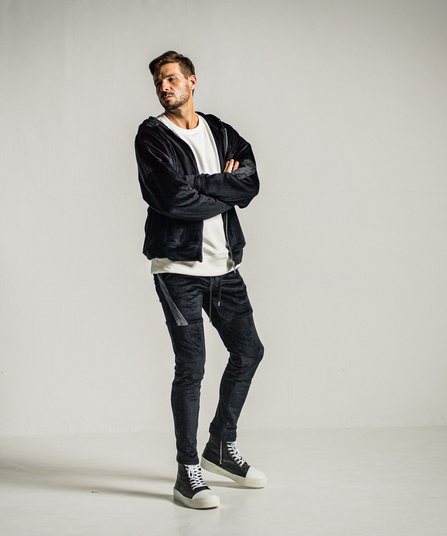 ID VELOURS FLEECE DROP TRAINER / RC34-C-004 / 裏起毛バックロゴトレーナー / ホワイト