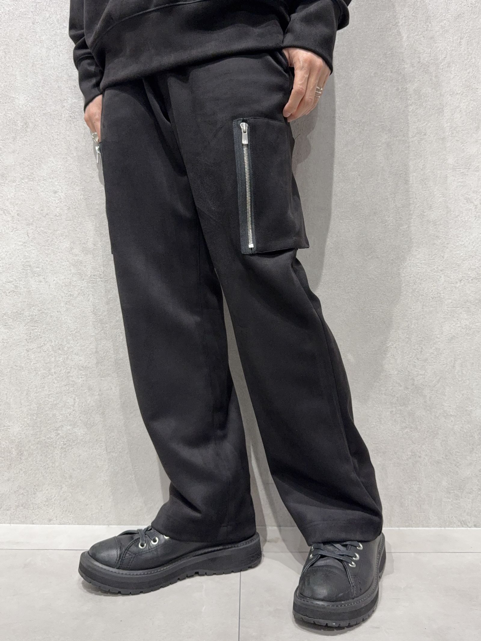 DAVID CARGO PANTS / RC38-ST-040 / スエードワイドカーゴパンツ / ブラック