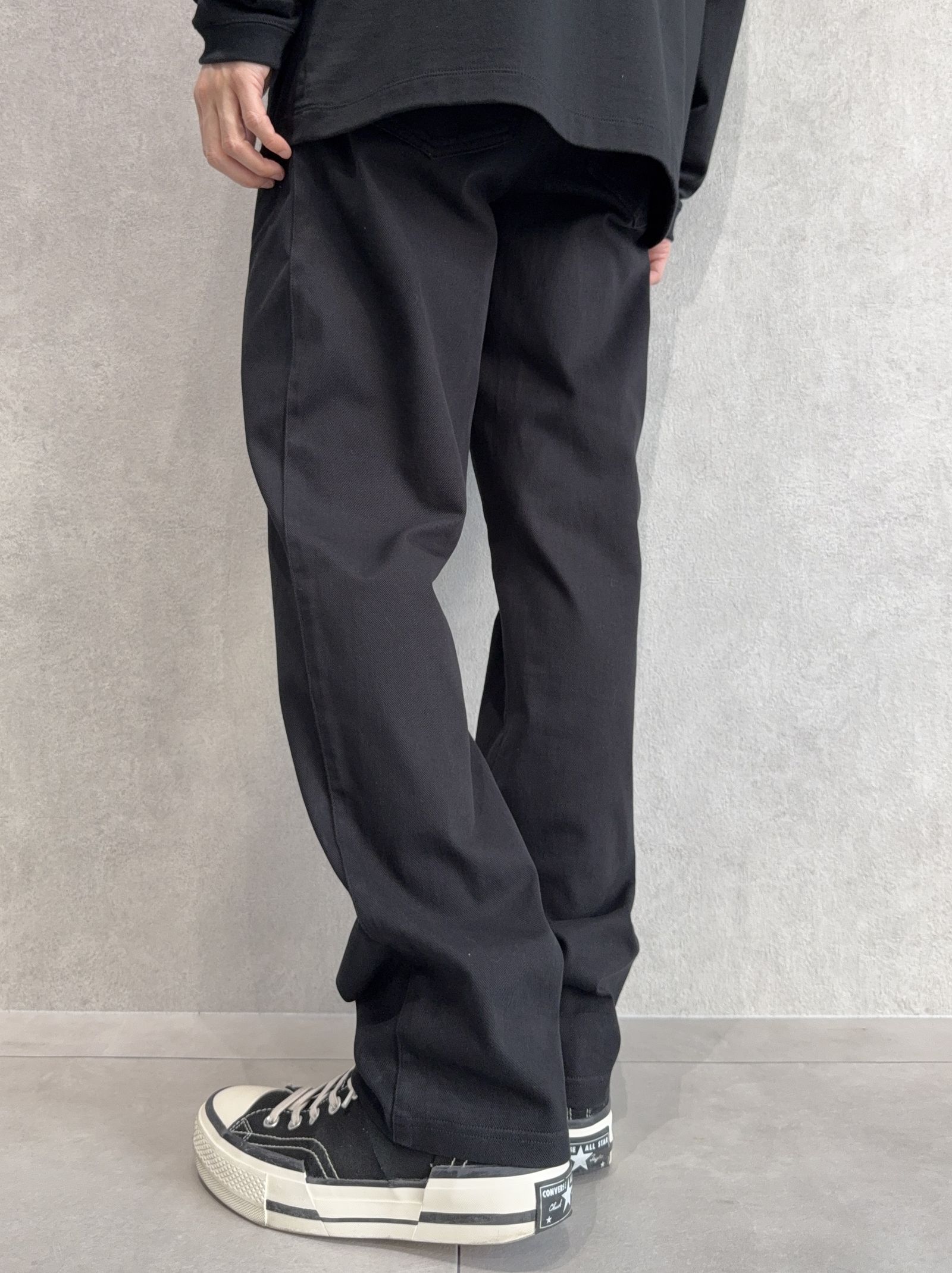 DENIM JERSEY WIDE PT / RC41-ST-016WTD / ライトオンスデニムジャージセミワイドパンツ / ブラック