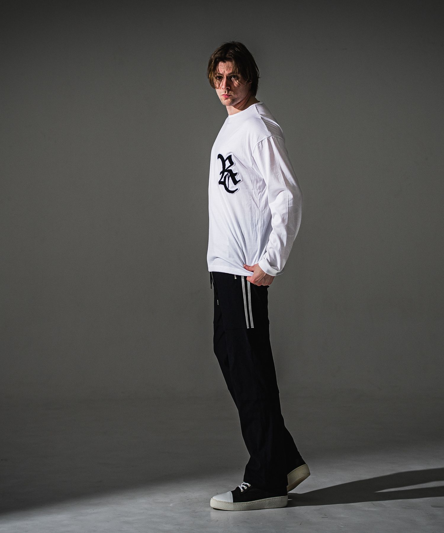 JOHNSON LINE WIDE PT / BASIC-ST-009WT / ジョンソンラインセミワイドタックパンツ / ブラック×ホワイト (7月下旬入荷予定)