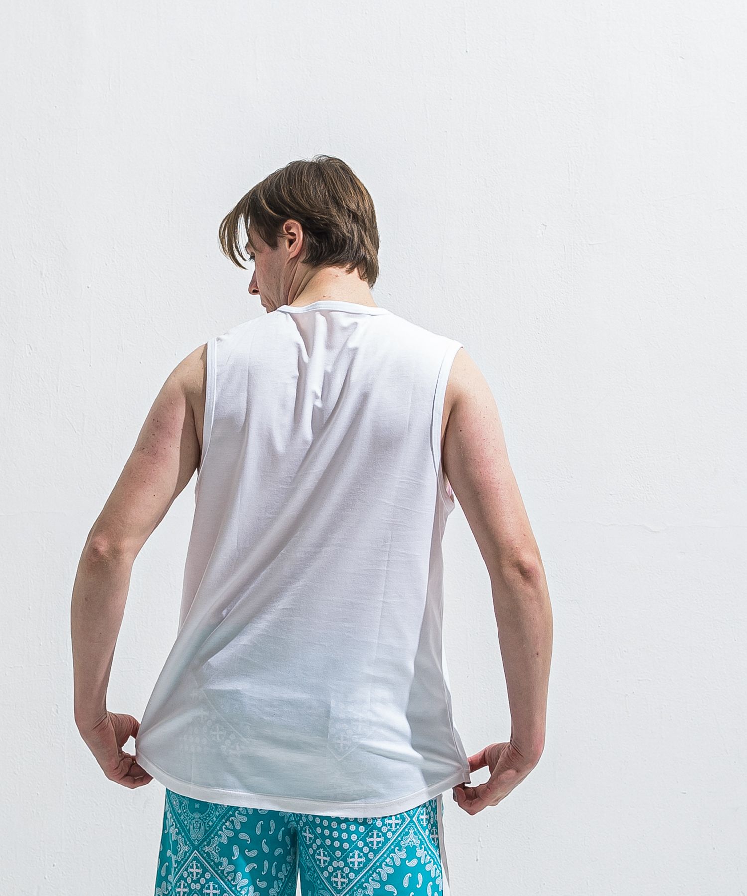 OVER NO SLEEVE / RC40-T-010 / サイドロゴメッシュノースリーブ / ホワイト (6月上旬入荷予定)