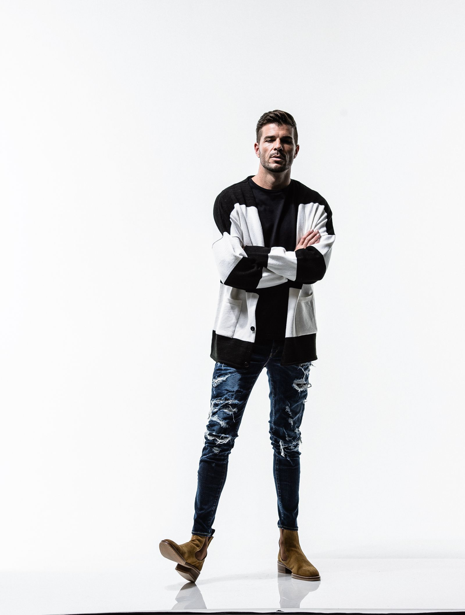 PILE LOOSE CARDIGAN / RC13-K-004 / ボーダーカーディガン