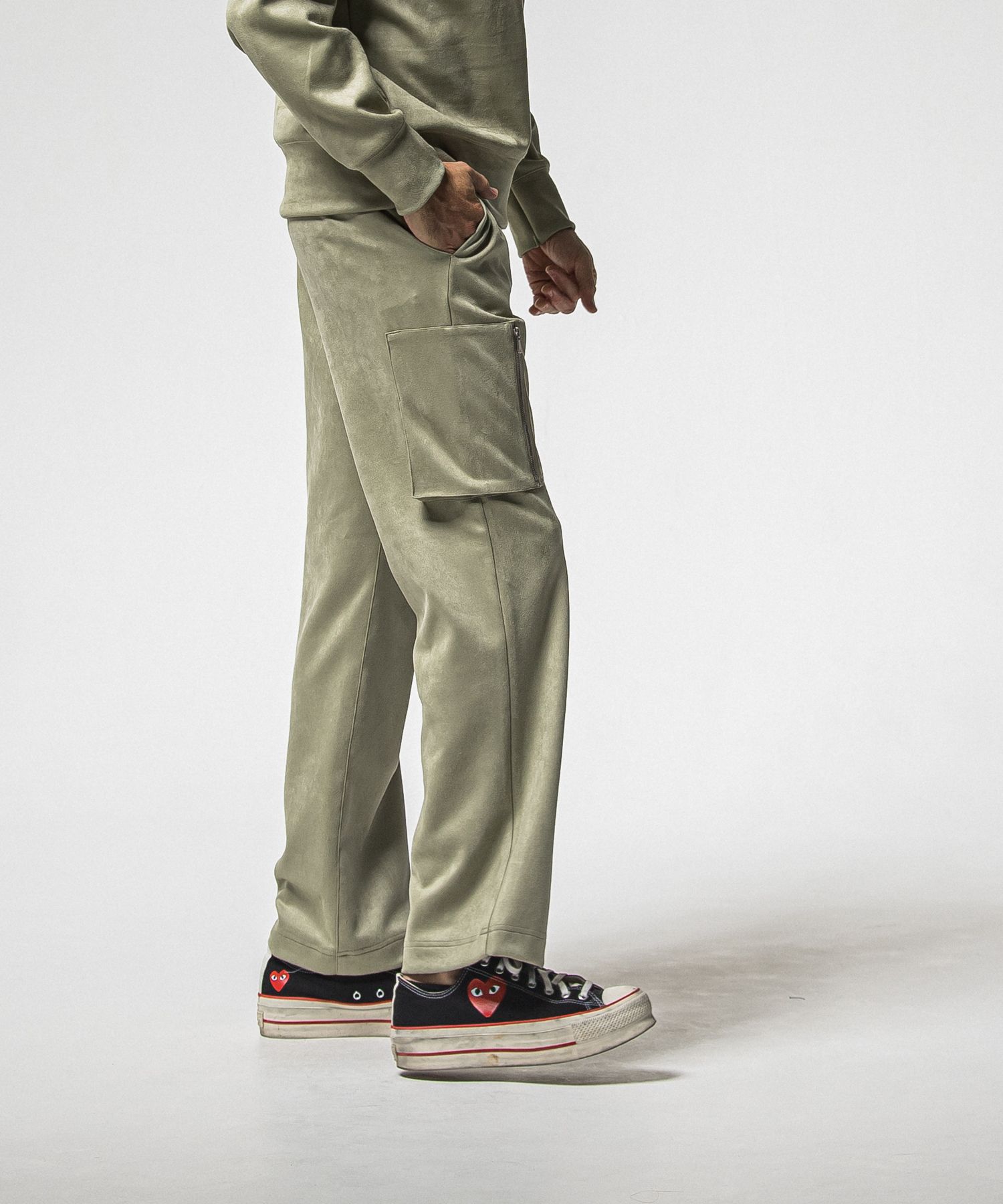 DAVID CARGO PANTS / RC38-ST-040 / スエードワイドカーゴパンツ / カーキ (1月上旬入荷予定)