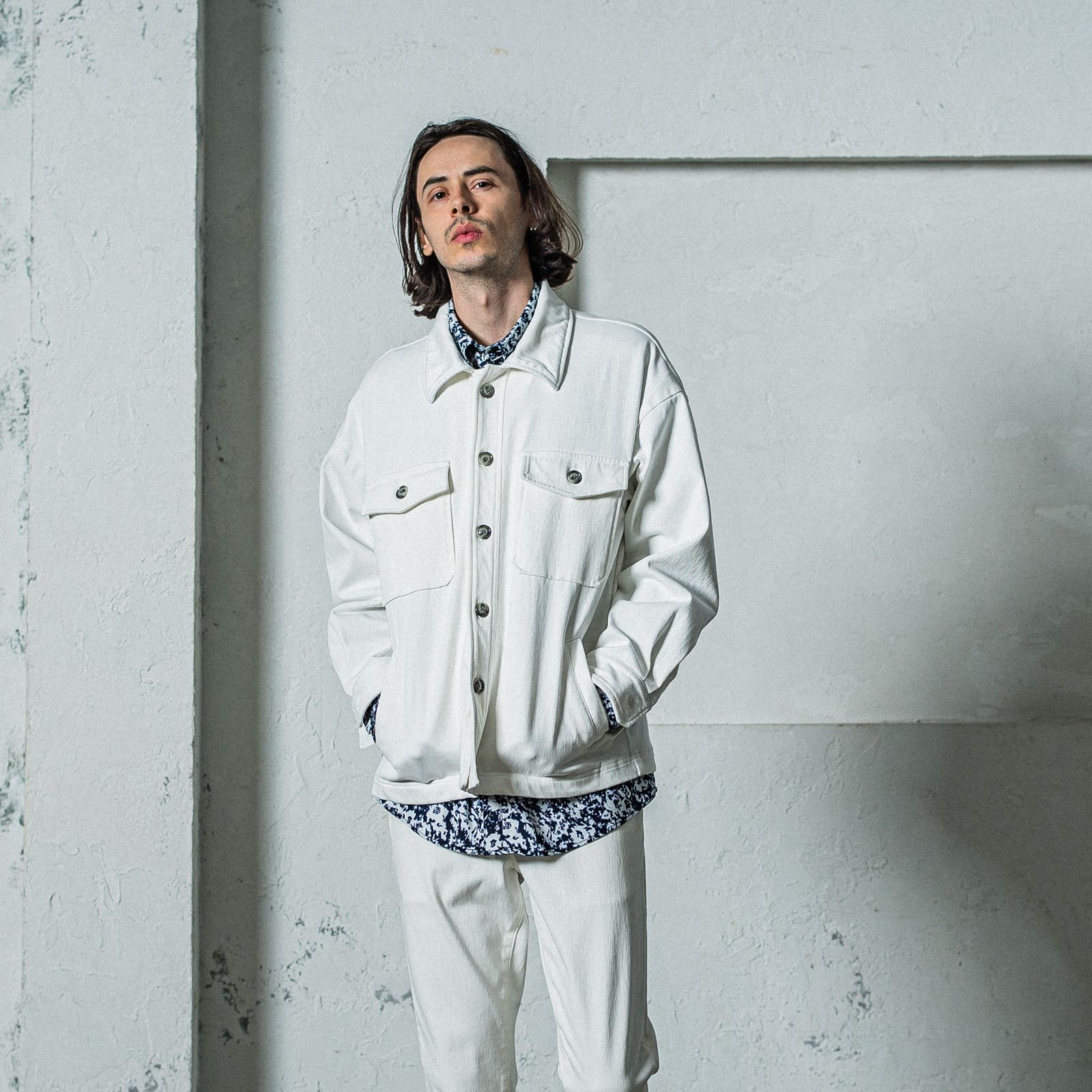 DENIM JERSEY OVER CPO / RC35-JK-002 / デニムジャージCPOジャケット / ホワイト