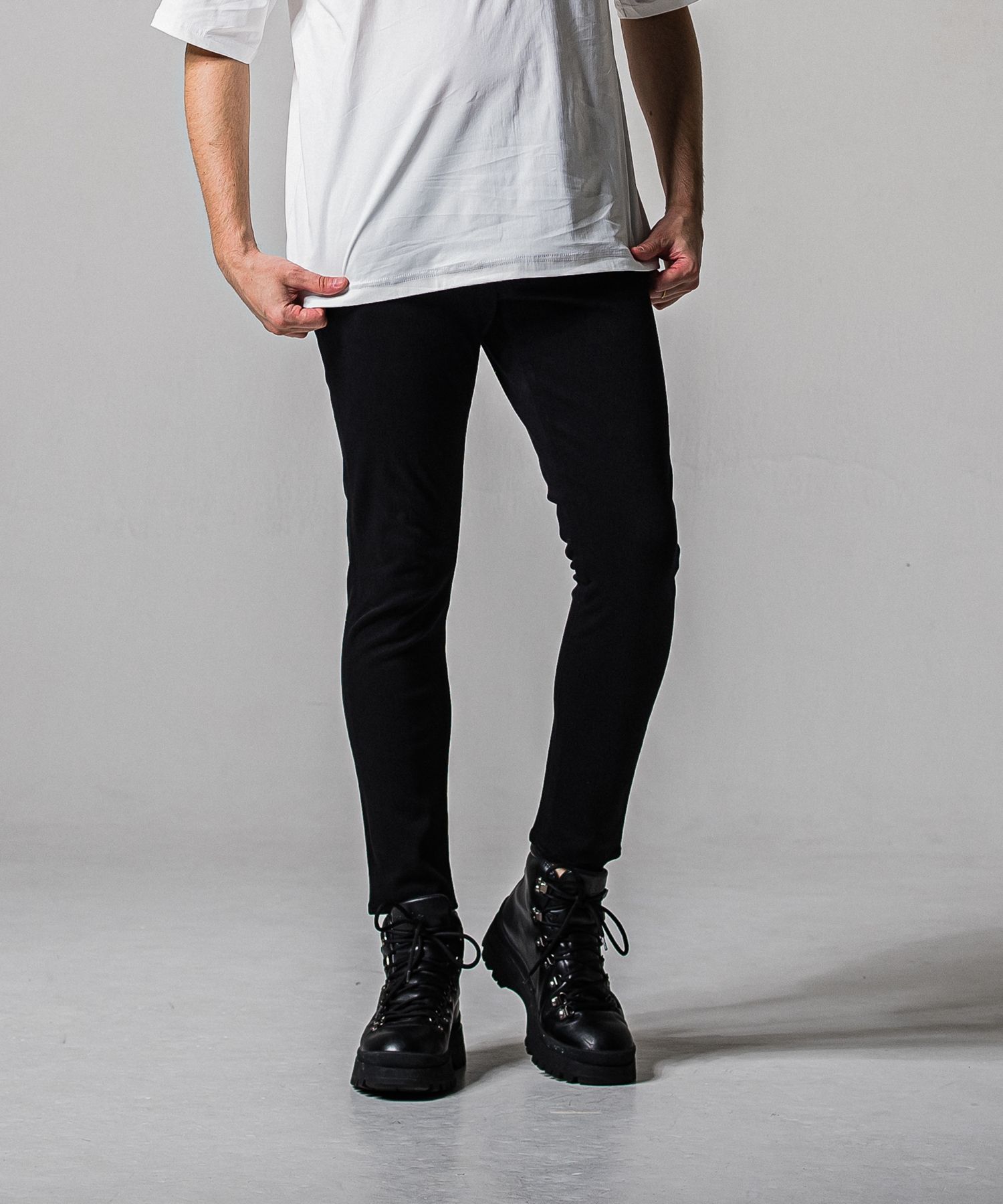 MICK DENIM JERSEY / BASIC-ST-020 / デニムジャージテーパードパンツ / ブラック (1月下旬入荷予定)