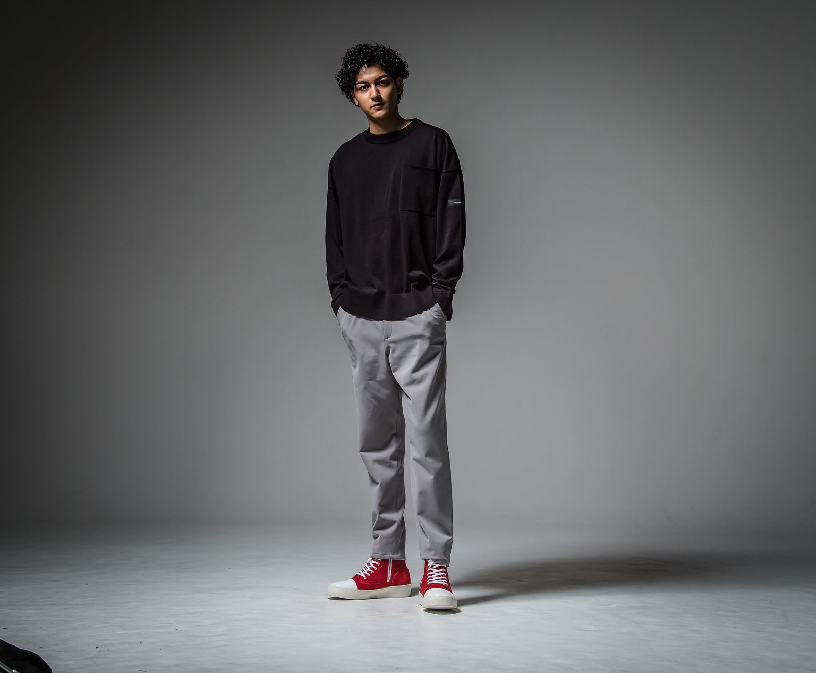 POCKET OVER SWEATER / RC30-K-002 / ポケットルーズニット / ブラック