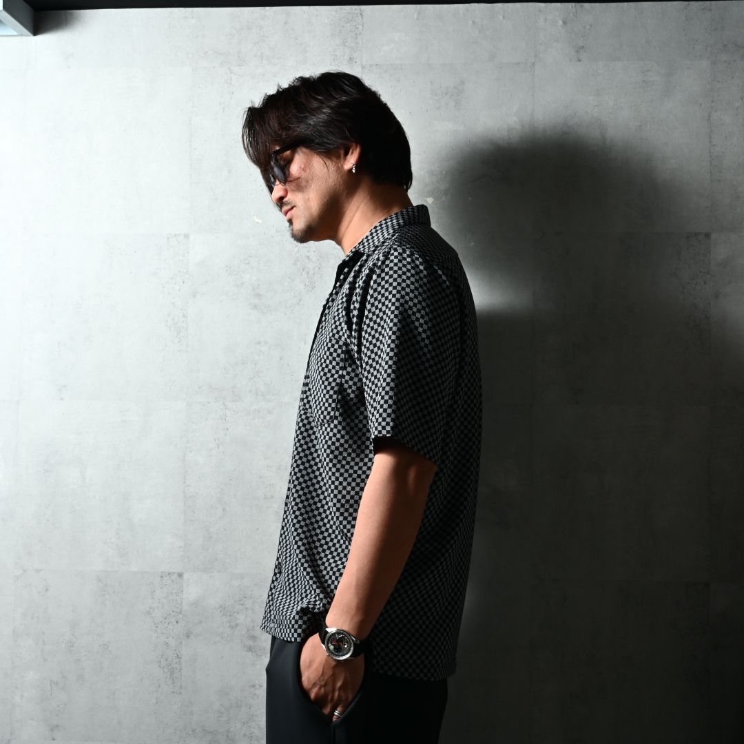 ICHIMATU SHIRTS / DP1-SH-003 / 市松模様半袖シャツ / ブラック×グレー (3月中旬入荷予定)