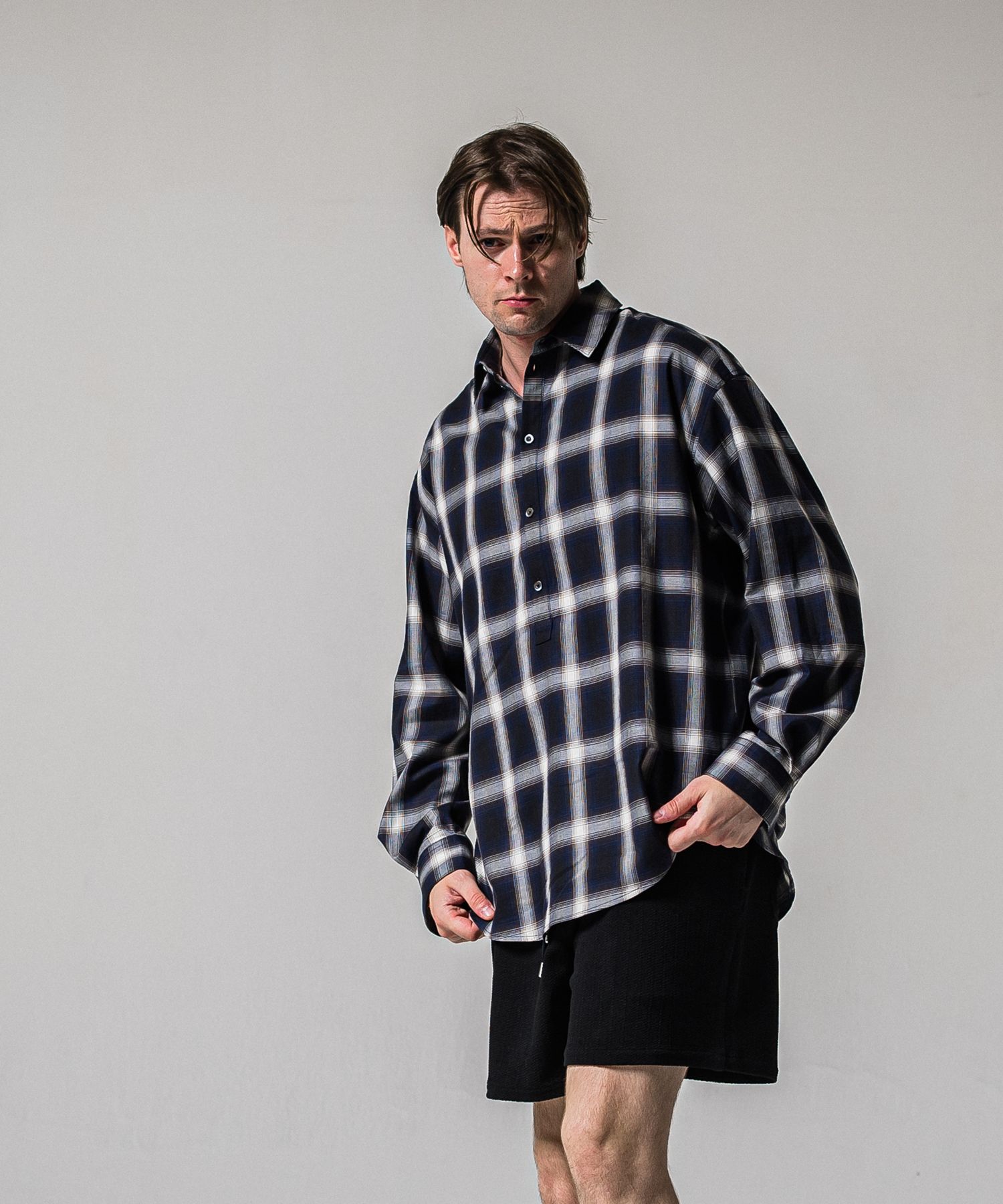 PULL JACK SHIRT / RC39-SH-003 / プルオーバーチェックシャツ / ネイビー (3月上旬入荷予定)