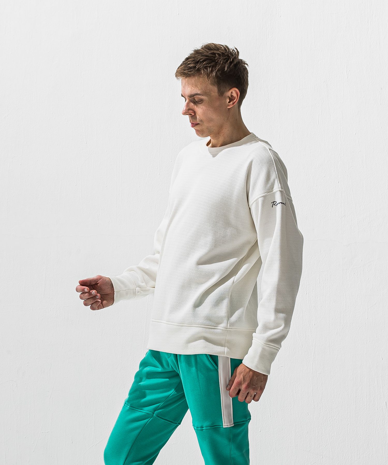 VELOURS FLEECE THERMAL LOOSE TRAINER / RC42-C-002 / 裏起毛サーマルトレーナー / ホワイト (10月下旬入荷予定)