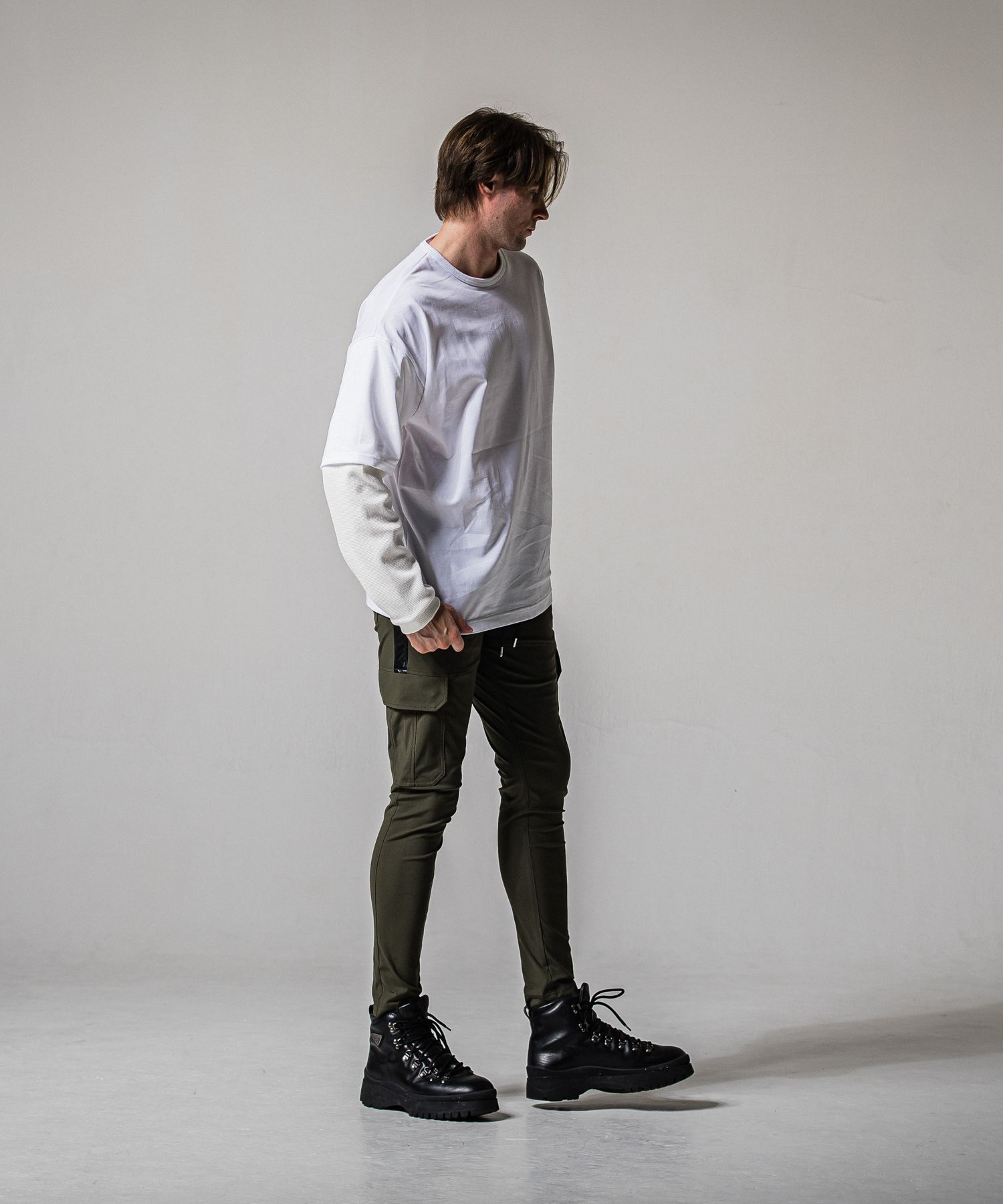 FAKE LAYERED WAFFLE LONG SLEEVE / RC39-T-007 / サーマルレイヤードロングスリーブTシャツ / ホワイト (1月下旬入荷予定)