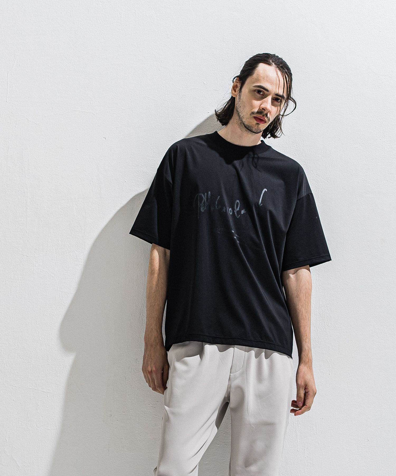 PB SIGN OVER NYLON T / DP1-T-002 / サインプリントナイロンビッグTシャツ / ブラック (4月上旬入荷予定)