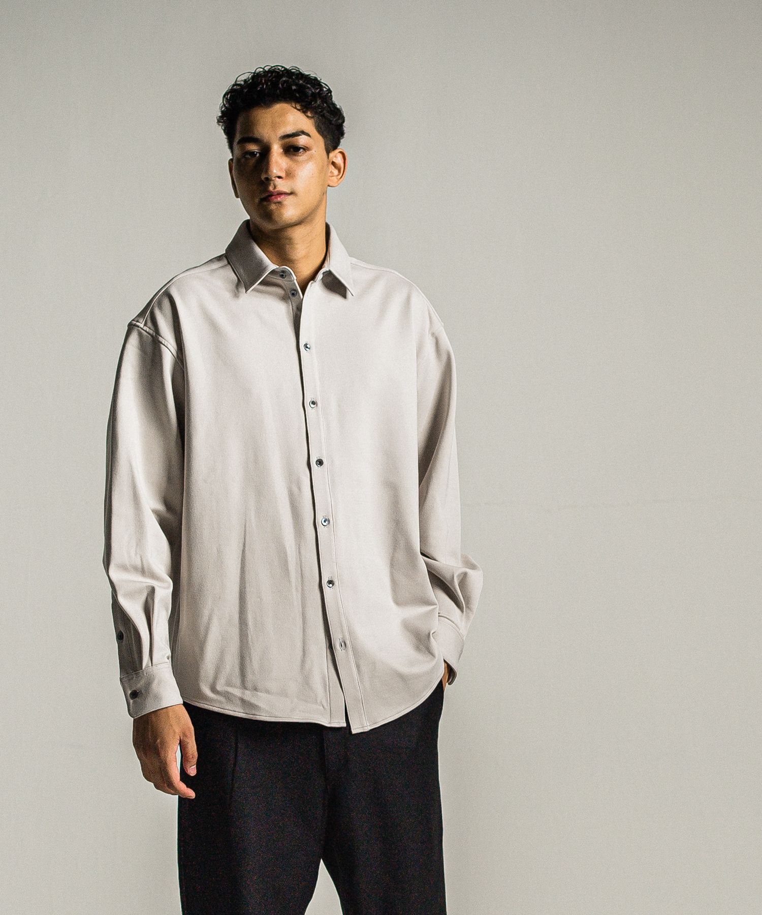 JERSEY JACK SHIRT / RC34-SH-001 / 裏起毛オーバーサイズシャツ / グレー