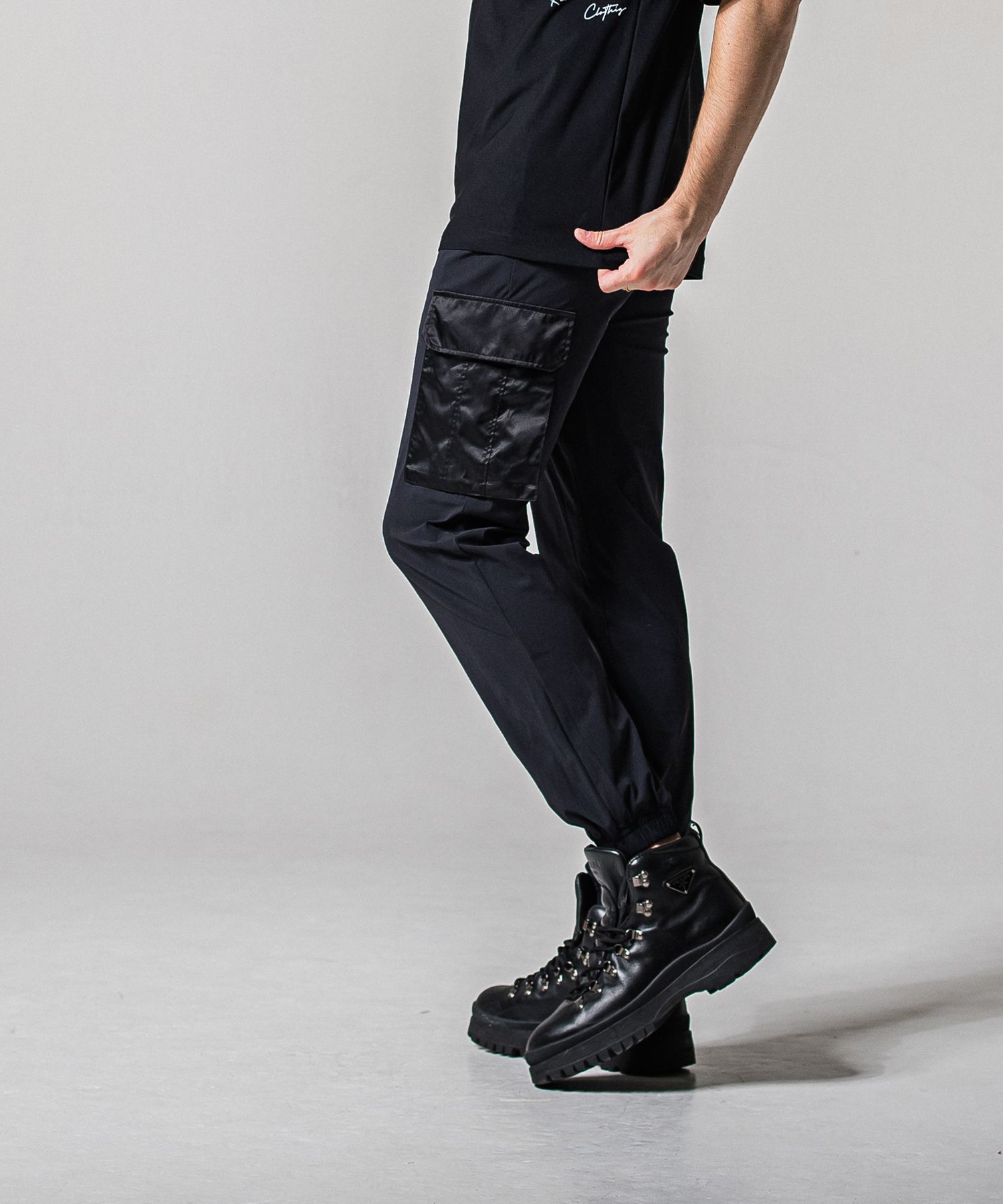 NY PT CARGO PANTS / RC39-ST-035 / ナイロン裾ゴムイージーカーゴパンツ / ブラック (2月中旬入荷予定)