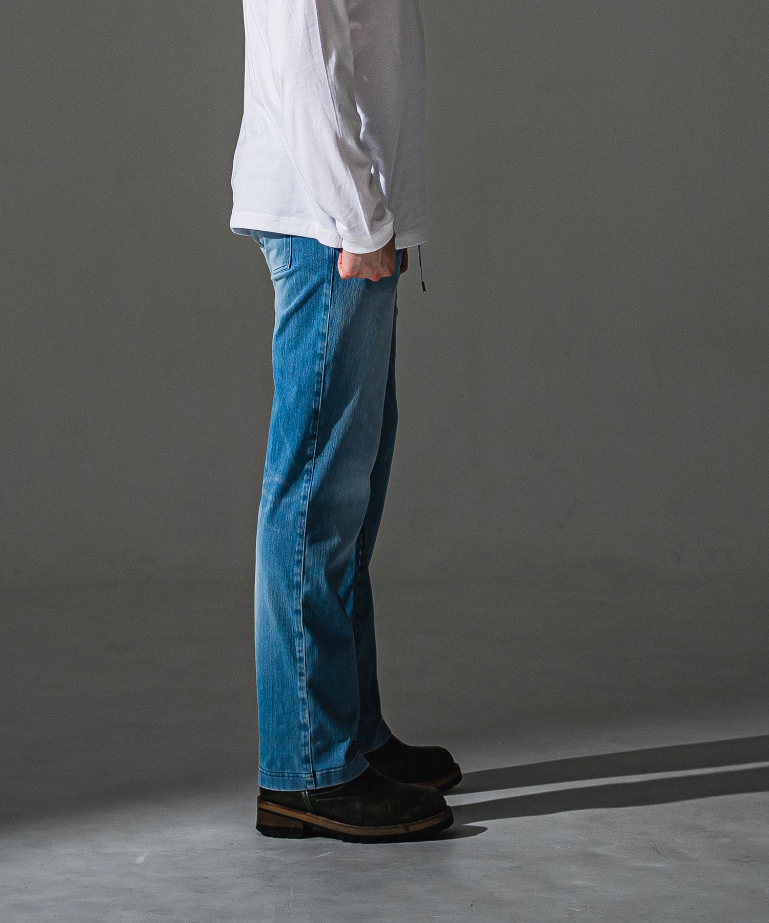 DENIM JERSEY WIDE PT / RC41-ST-016WTD / ライトオンスデニムジャージセミワイドパンツ / ライトインディゴ (8月中旬入荷予定)