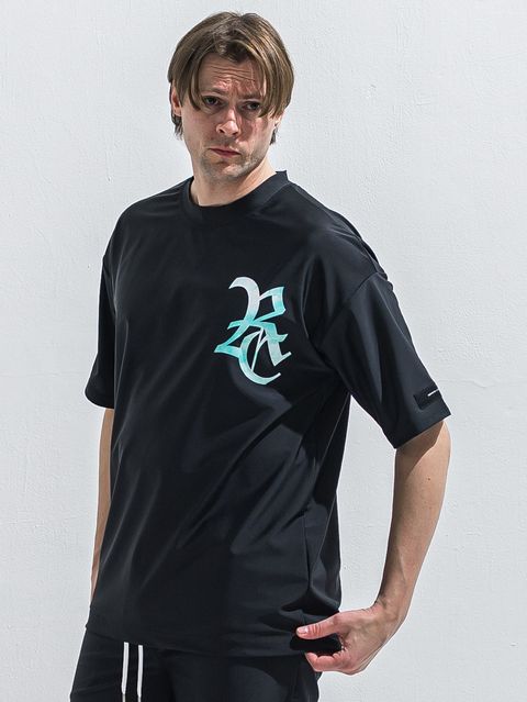 RC RUSH OVER T / RC40-T-009 / RCロゴラッシュガードビッグTシャツ / ブラック×ブルーグリーン (6月上旬入荷予定)