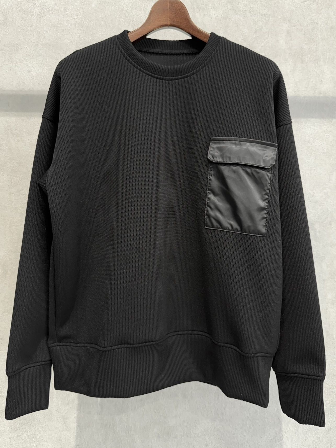 AZE MILITARY DROP TRAINER / RC39-C-003 / 高機能畦編みニットトレーナー / ブラック