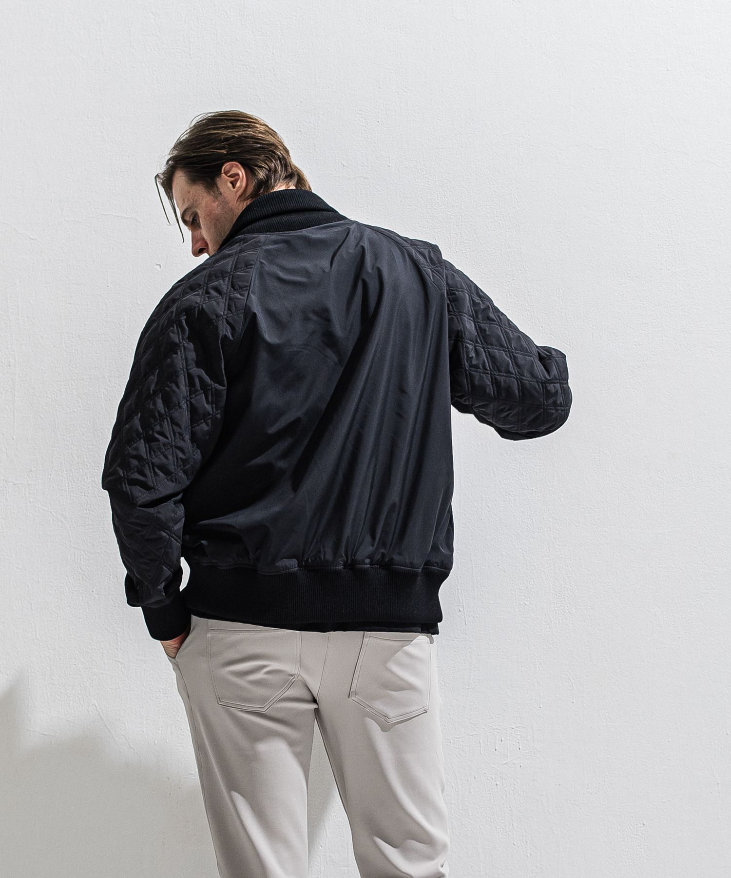 PB VARSITY JACKET / DP1-JK-001 / キルティングナイロンスタジャン / ブラック (2月中旬入荷予定)