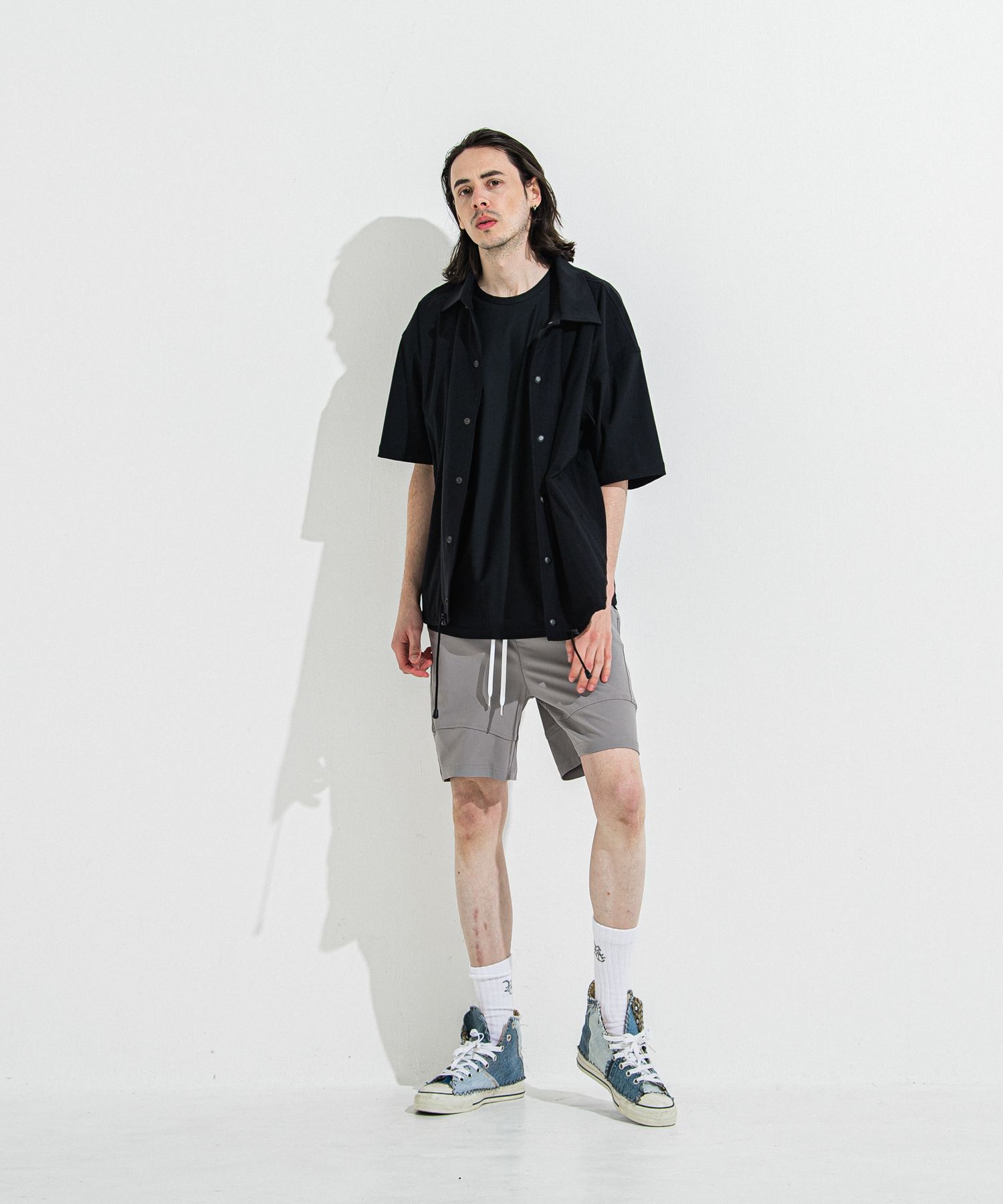 NYLON HALF COACH JACKET / RC36-C-002 / 半袖ナイロンコーチジャケット / ブラック