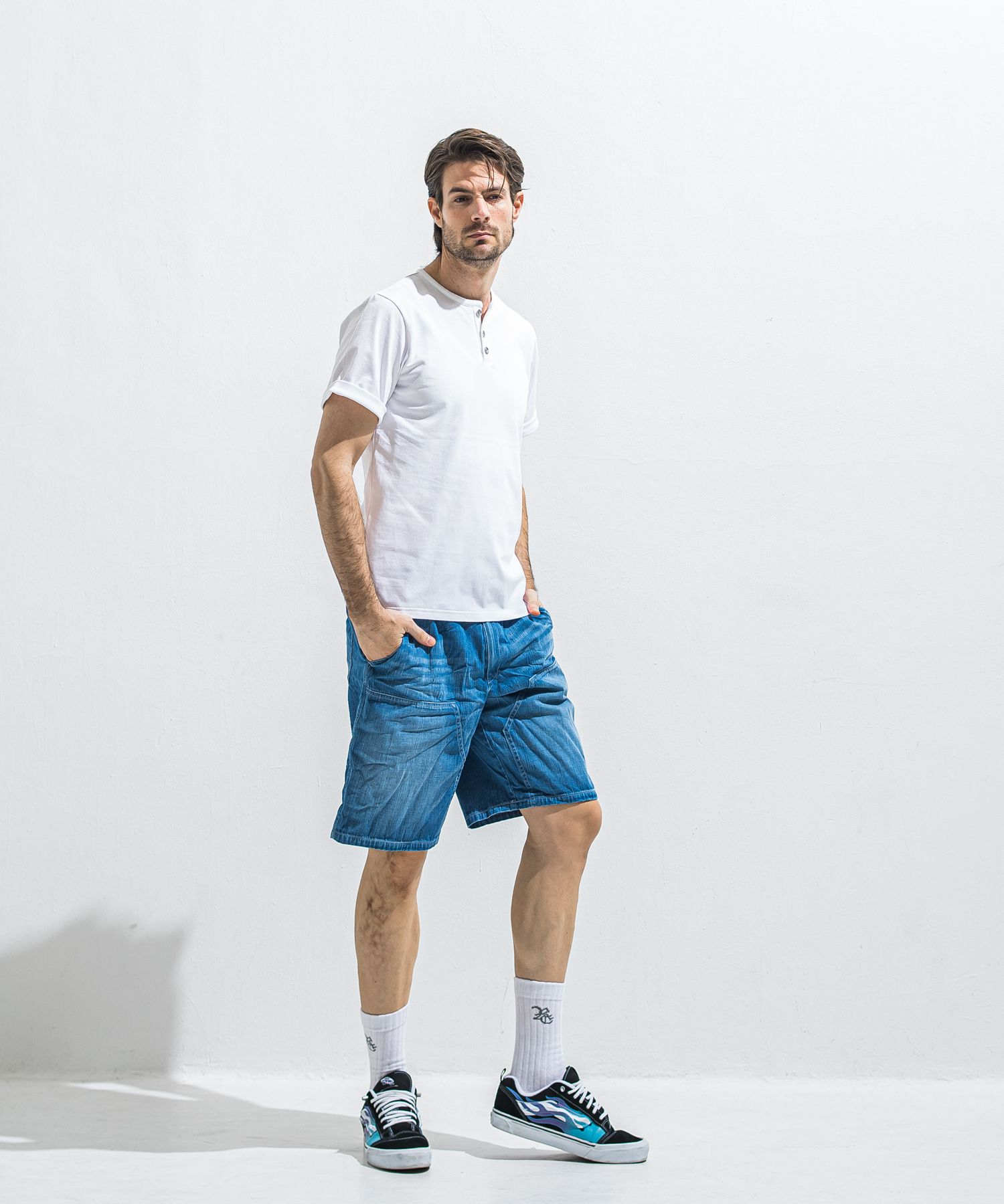 ROLL UP HENRY T / RC40-T-005 / ロールアップヘンリーネックTシャツ / ホワイト (4月中旬入荷予定)