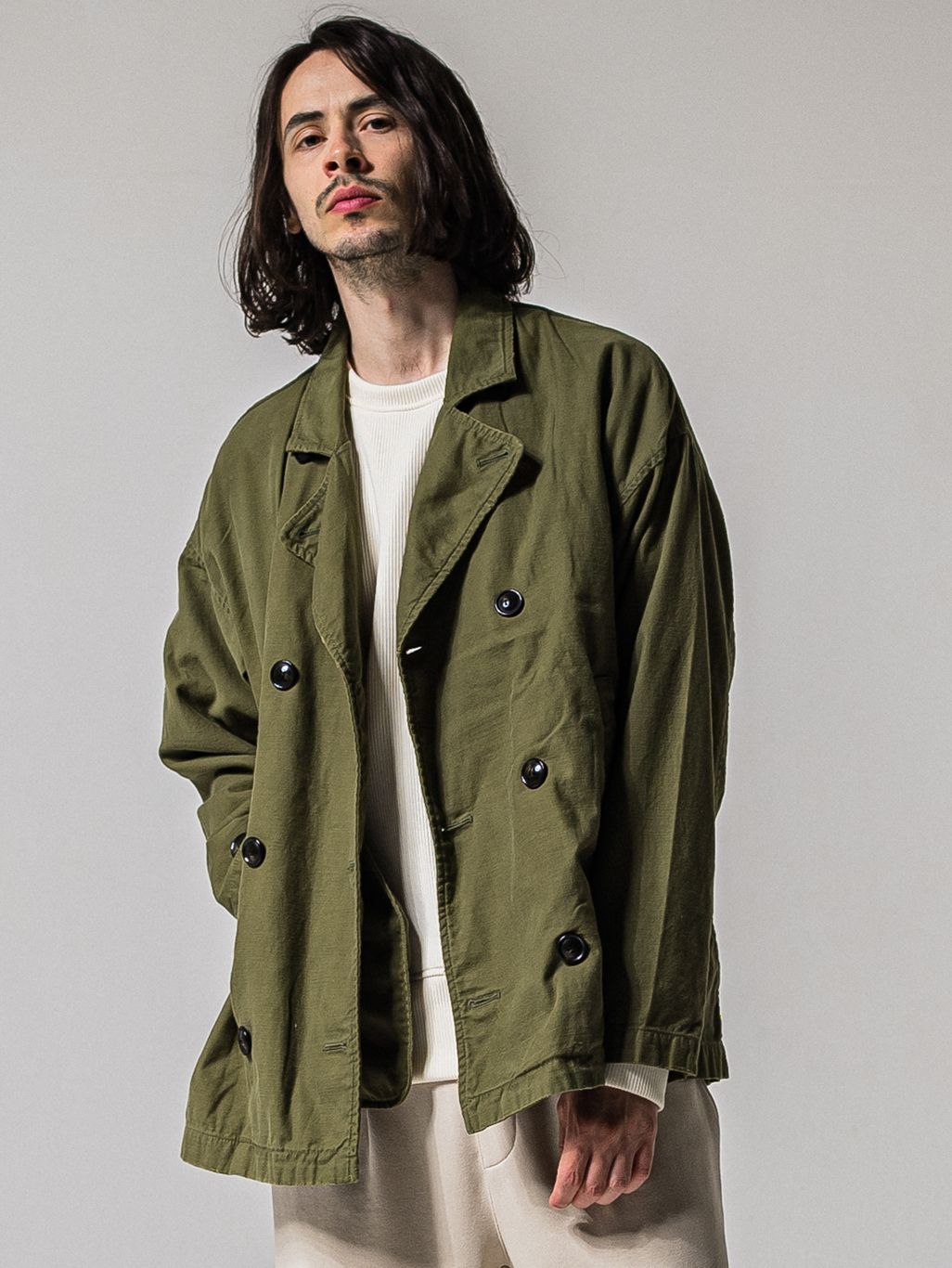 MV OVER PCOAT / RC39-JK-006 / ミリタリーピーコートジャケット / カーキ (2月上旬入荷予定)