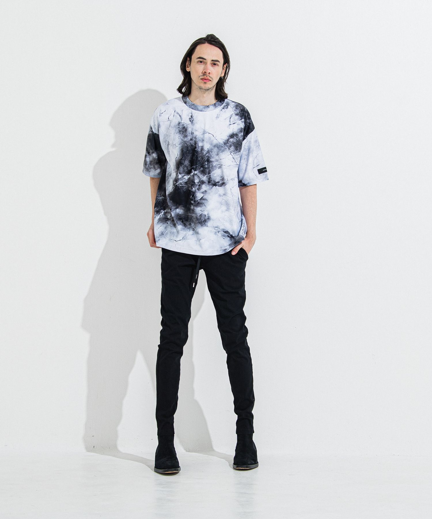 DENIM JERSEY CHRIS EASY TUCK PT / RC36-ST-016TD / ライトオンスデニムジャージイージータックパンツ / ブラック