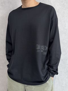 UK OVER LONGSLEEVE TEE / RC41-T-002 / オーバーサイズ長袖ロゴプリントTシャツ / ブラック