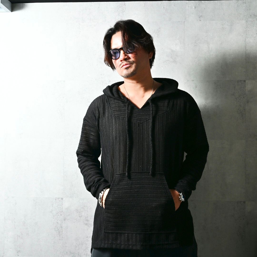 RUSSEL MEXICAN HOODIE / DP1-C-003 / ラッセル織りメキシカンパーカー / ブラック (3月上旬入荷予定)