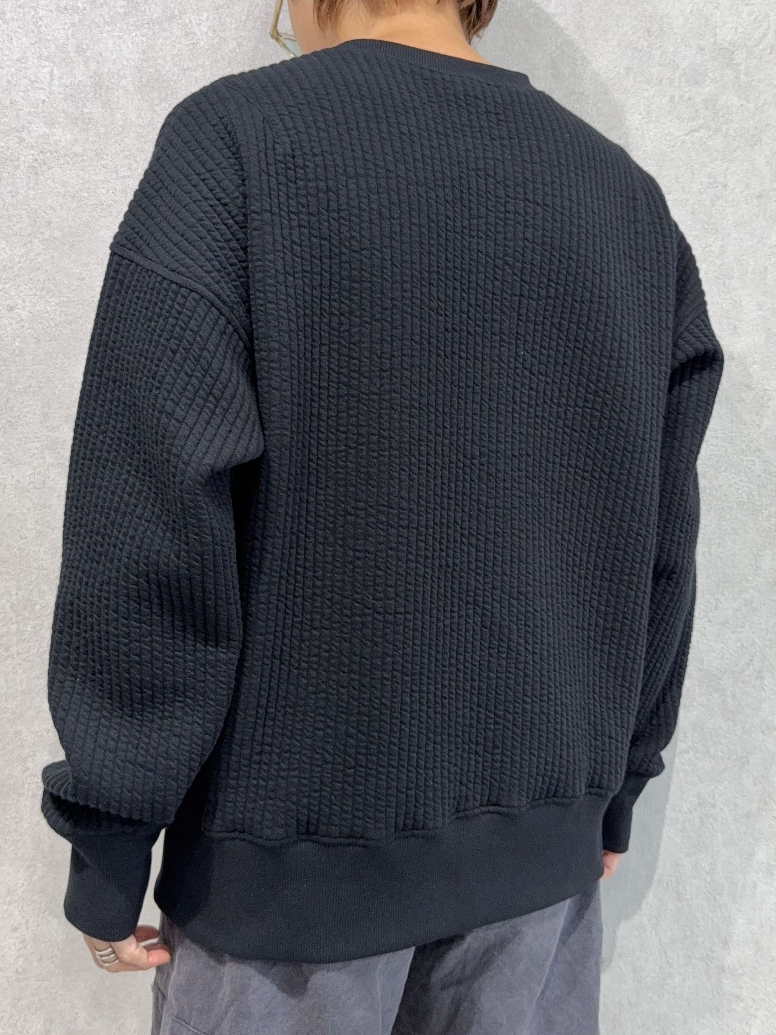 STRIPE QUILTING DROP TRAINER / RC37-C-003 / ストライプキルティングトレーナー / ブラック