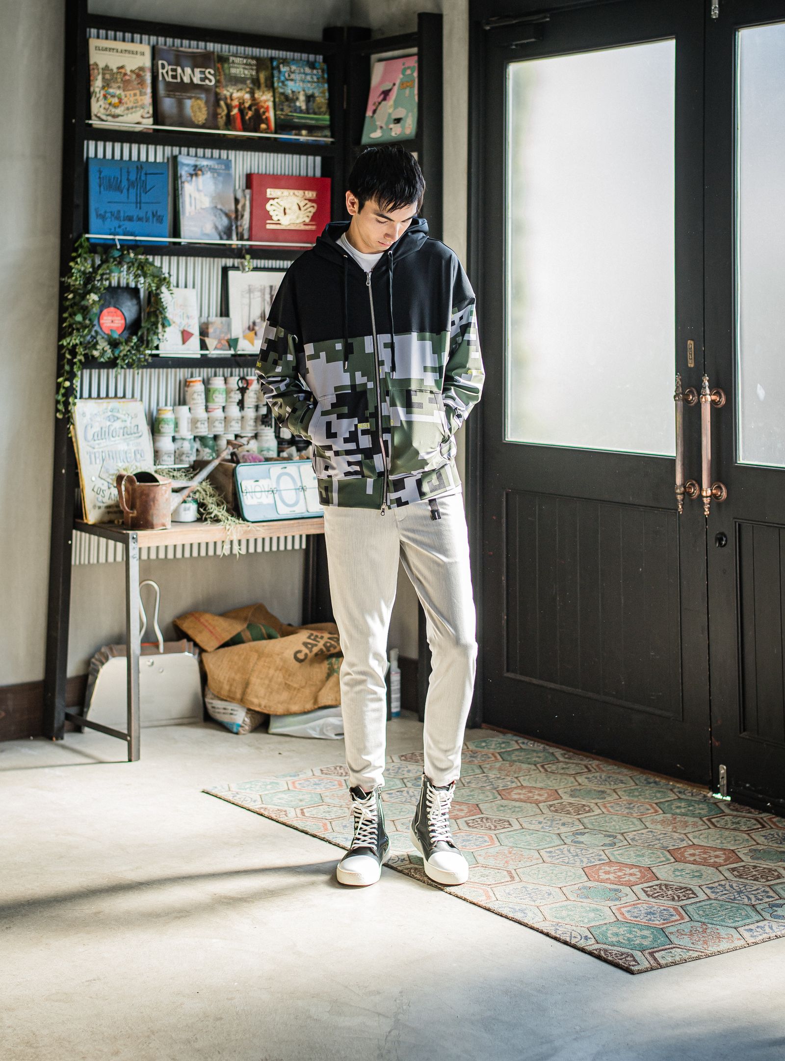 PAT TIGHT EASY PANTS / RC31-ST-037 / ベルト付きイージーパンツ / グレー