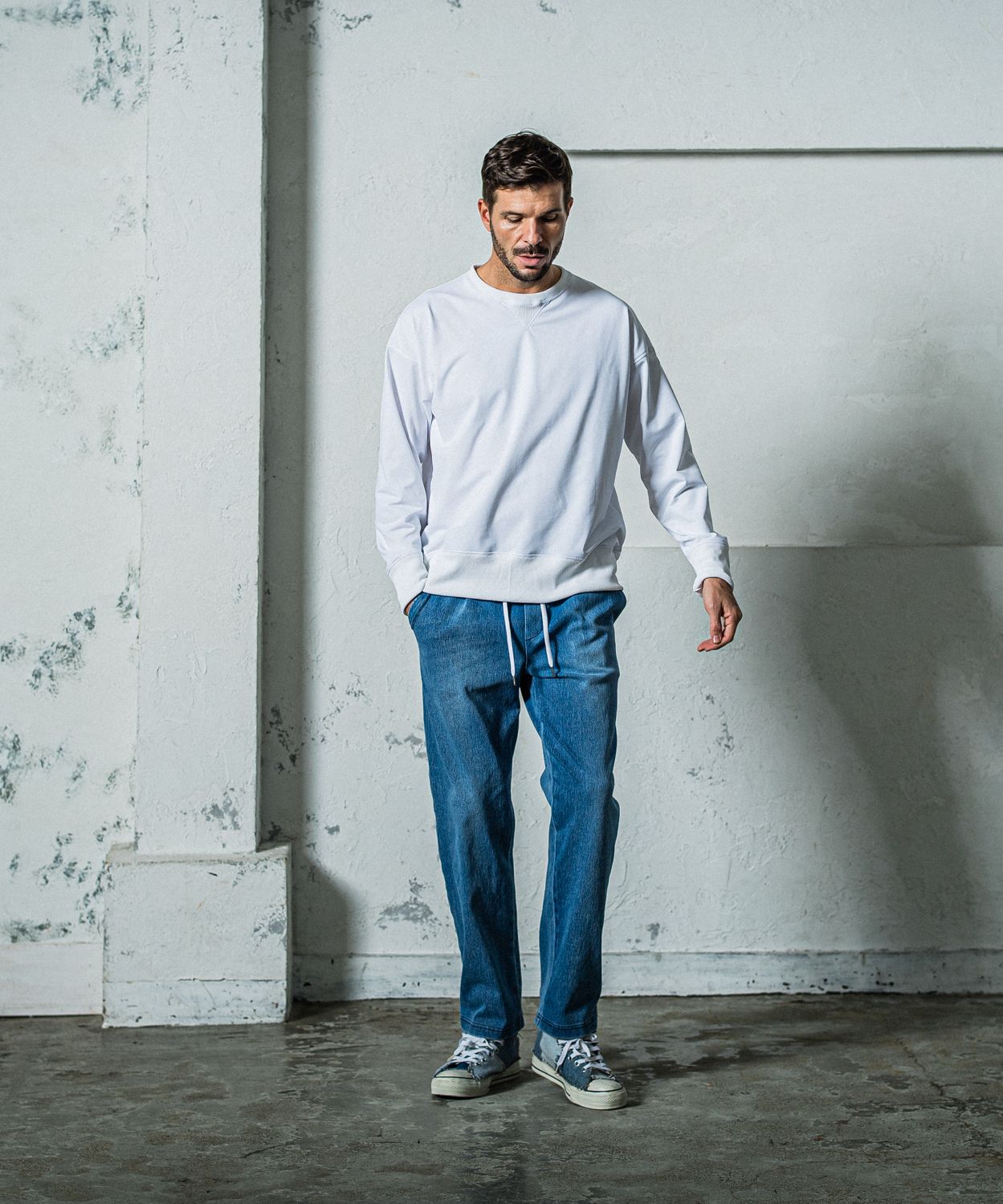 EX DENIM JERSEY WIDE PT / RC35-ST-016WTD / デニムジャージワイドパンツ / ライトインディゴ