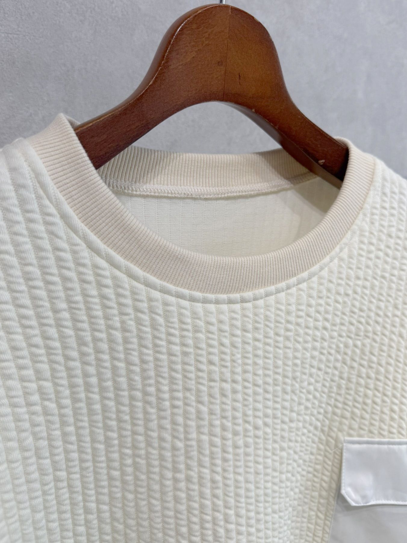 STRIPE QUILTING DROP TRAINER / RC37-C-003 / ストライプキルティングトレーナー / オフホワイト