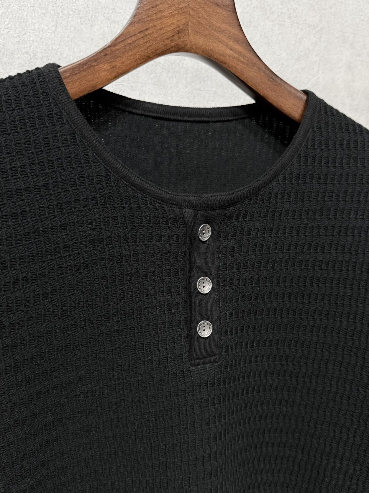 KNT HENRY / RC41-C-001 / コットンニットヘンリーネックロングTシャツ / ブラック