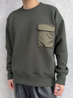 AZE MILITARY DROP TRAINER / RC39-C-003 / 高機能畦編みニットトレーナー / カーキ