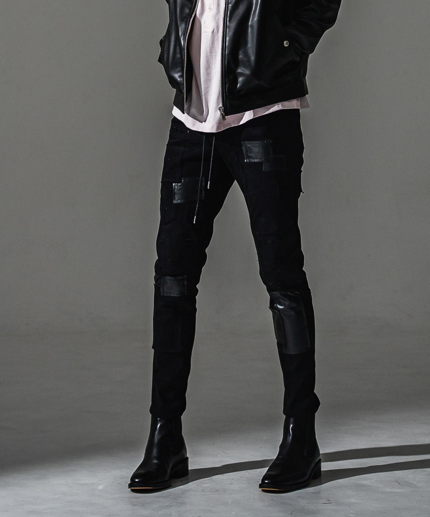 MICK DENIM JERSEY / BASIC-ST-020 / デニムジャージテーパードパンツ / ブラックリメイク (9月上旬入荷予定)