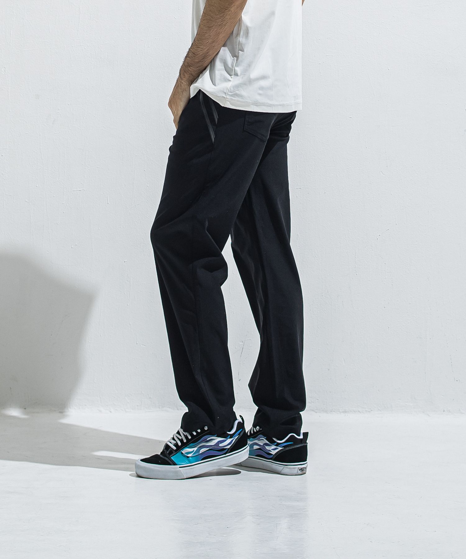 EDGE NYLON SEMI WIDE PT / RC40-ST-014WT / エッジナイロンセミワイドラインパンツ / ブラック×ブラック (4月下旬入荷予定)