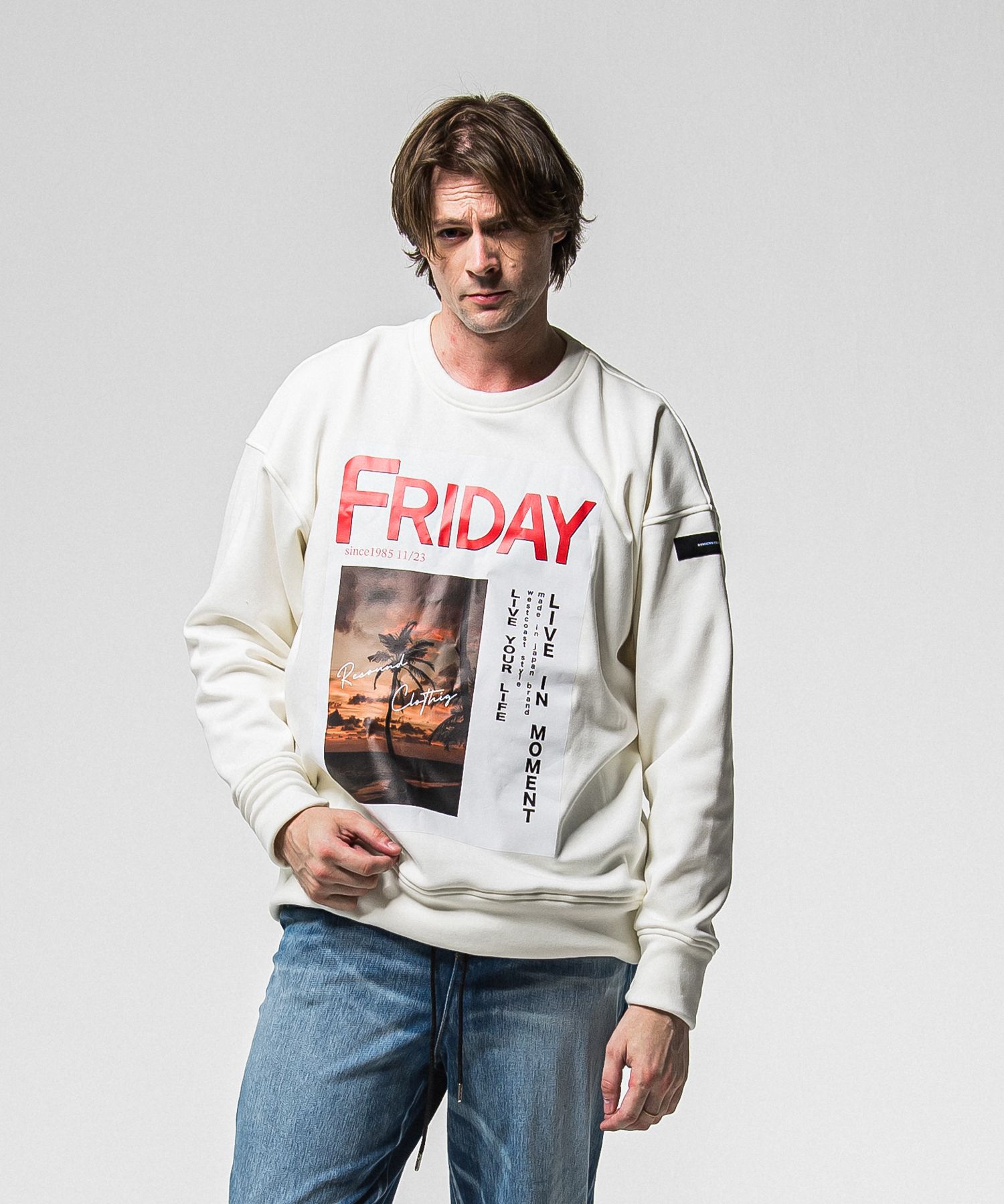 【FRIDAYコラボ】 FRIDAY OLD COVER VELOURS FLEECE TRAINER / RCF1-C-002 / 裏起毛FRIDAYオールドカバートレーナー / ホワイト (11月上旬入荷予定)