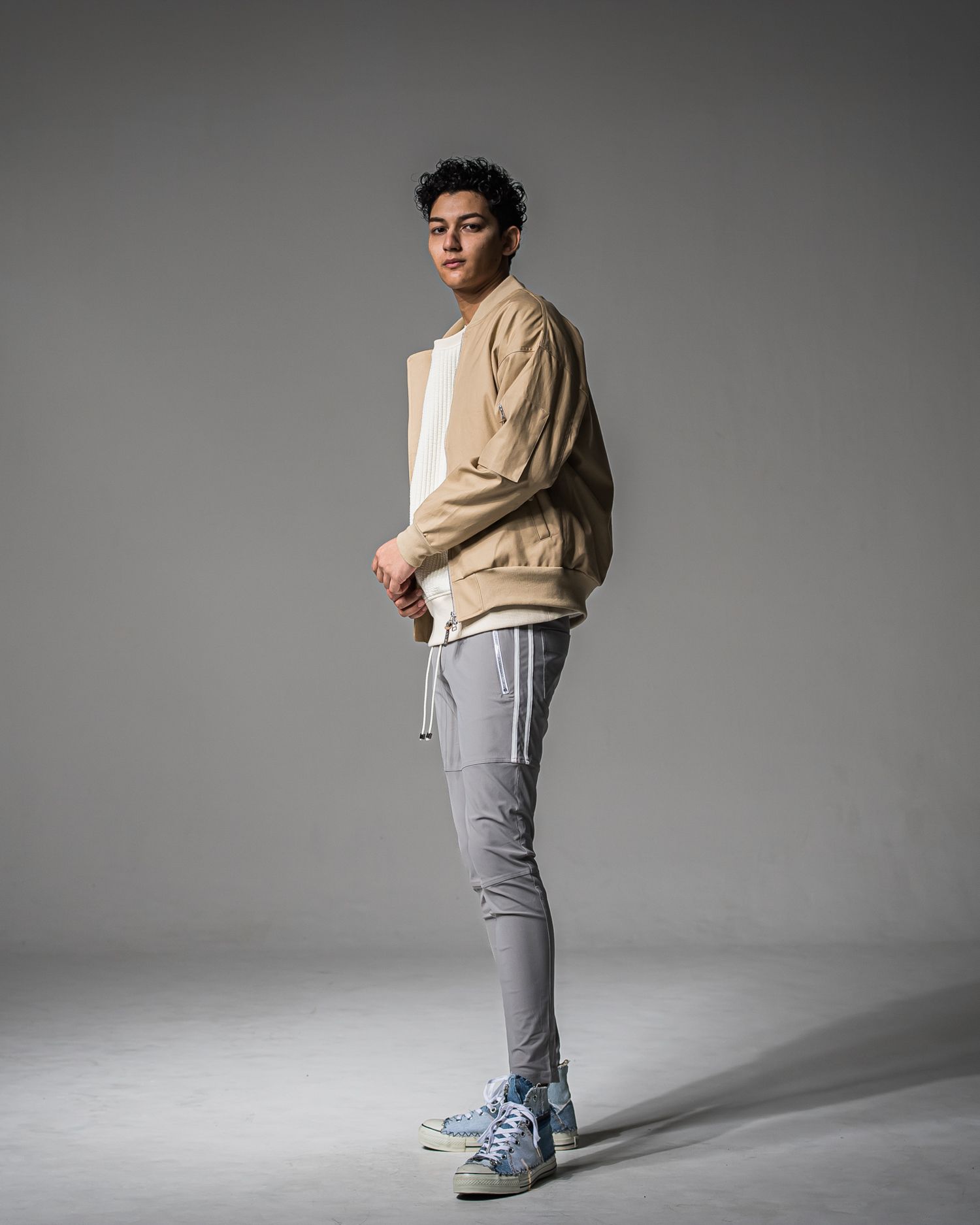 STRIPE QUILTING DROP TRAINER / RC37-C-003 / ストライプキルティングトレーナー / オフホワイト (9月下旬入荷予定)