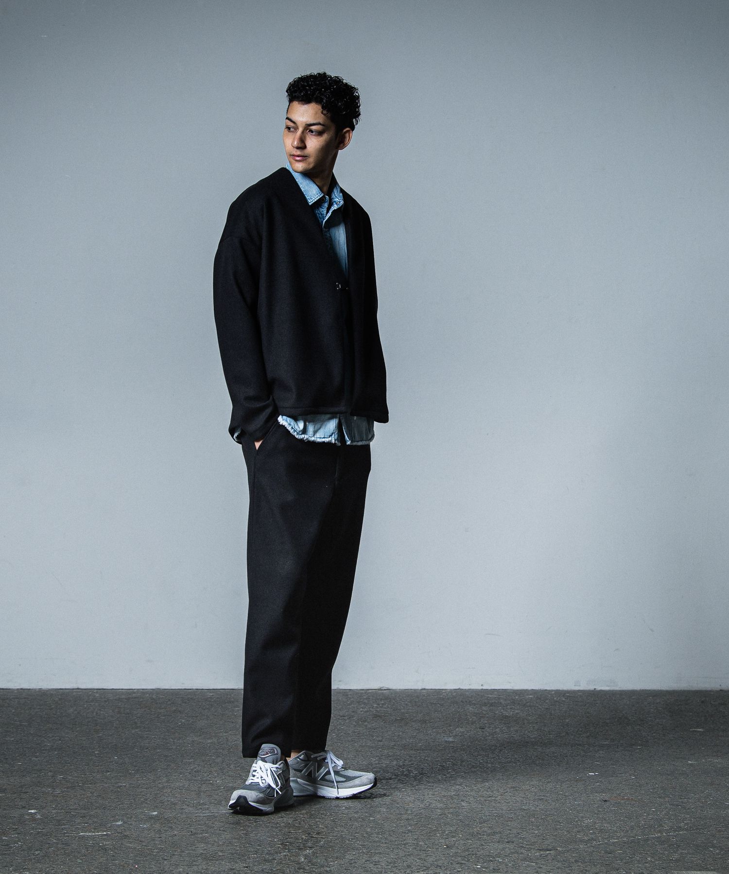 PAT WIDE EASY PANTS / RC33-ST-036BN / ワイドテーパードパンツ / ブラックメルトン