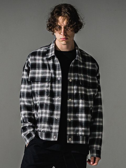 CHECK SHIRT JACKET / RC41-SH-003 / チェックシャツジャケット / ブラック (8月下旬入荷予定)