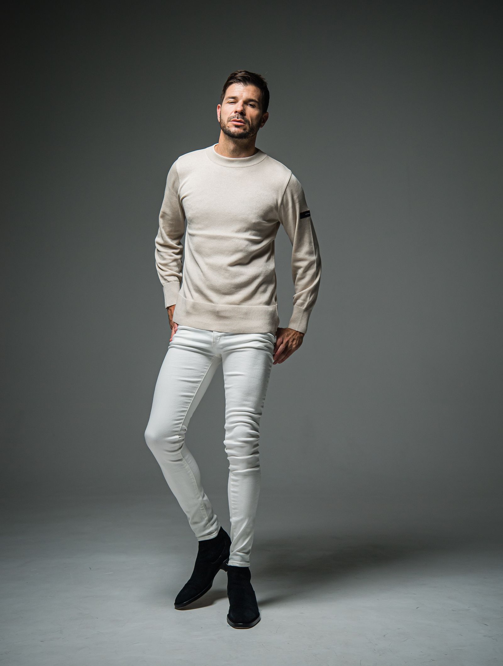 SILK KNT LONG SLEEVE / RC29-K-001 / 無地コットンニット / ベージュ