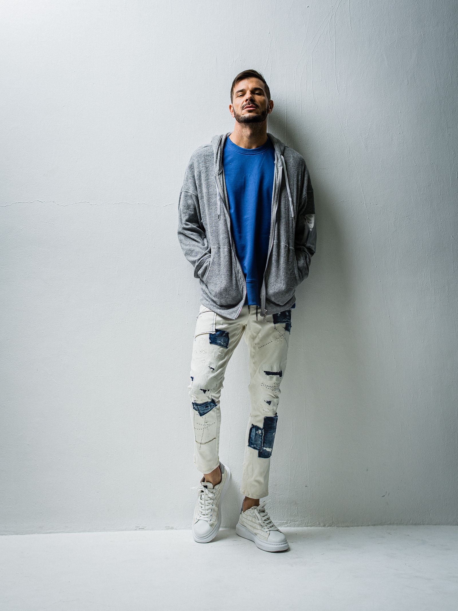 WEST PILE ZIP LOOSE HOODIE / RC27-C-008 / パイルジップパーカー / グレー※
