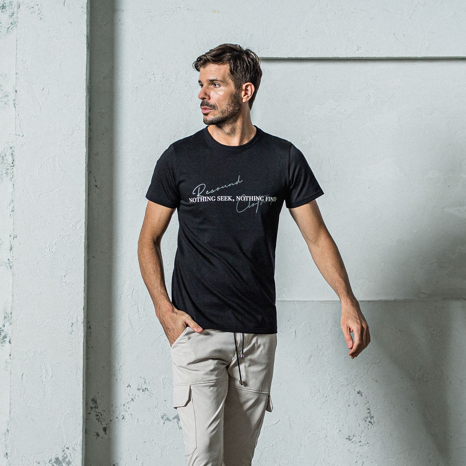 NSNF BASIC TEE / RC35-T-003 / メッセージロゴジャストTシャツ / ブラック