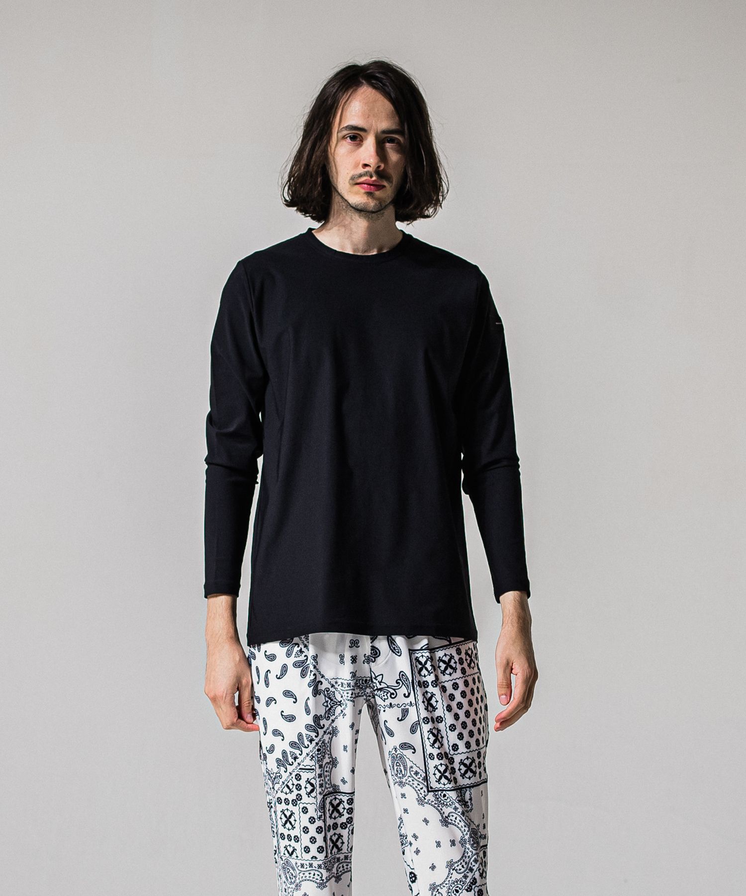 NYLON LONGSLEEVE TEE / RC39-T-006 / 無地ナイロン長袖Tシャツ / ブラック (3月上旬入荷予定)