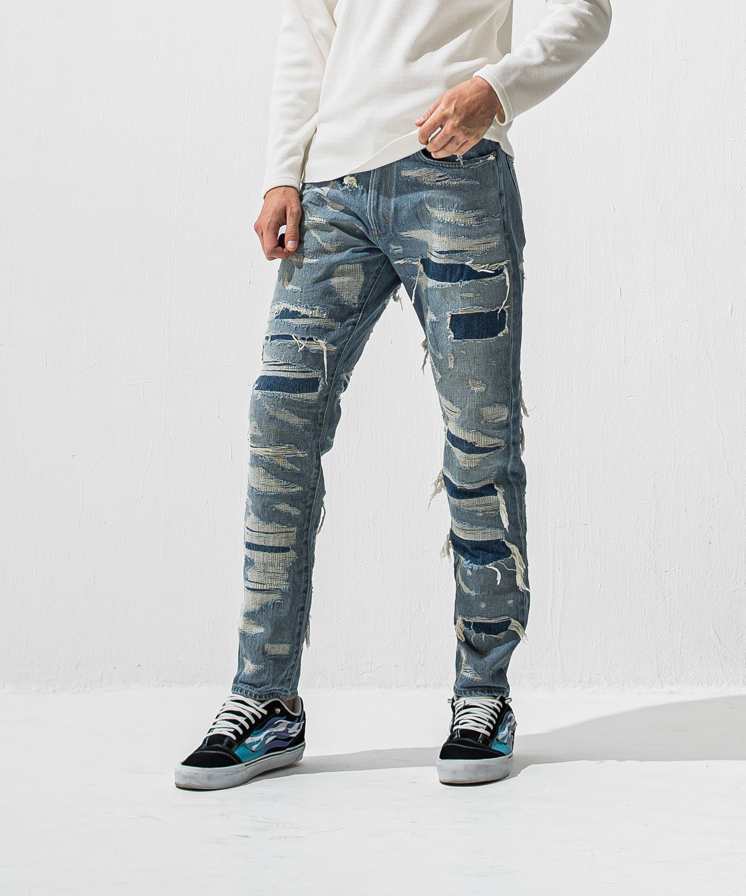 SCOTT JEANSS / RC42-ST-006 / レギュラーテーパードデニムパンツ / スペシャルクラッシュ インディゴ (12月中旬入荷予定)